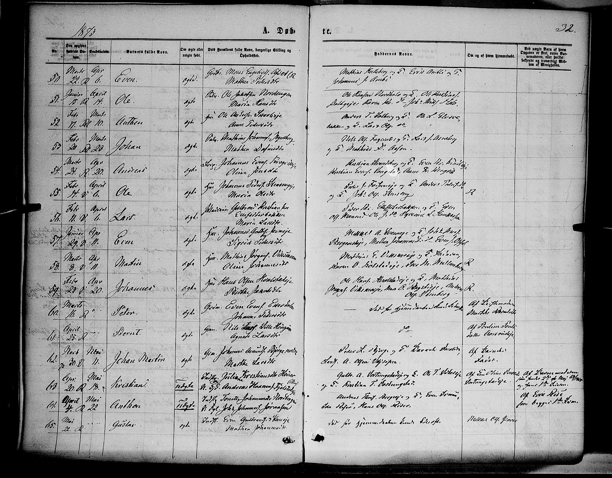 Ringsaker prestekontor, AV/SAH-PREST-014/K/Ka/L0011: Parish register (official) no. 11, 1870-1878, p. 32