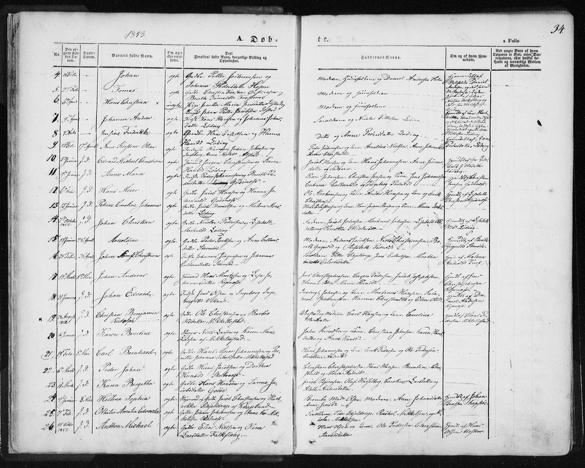 Ministerialprotokoller, klokkerbøker og fødselsregistre - Nordland, SAT/A-1459/801/L0007: Parish register (official) no. 801A07, 1845-1863, p. 34