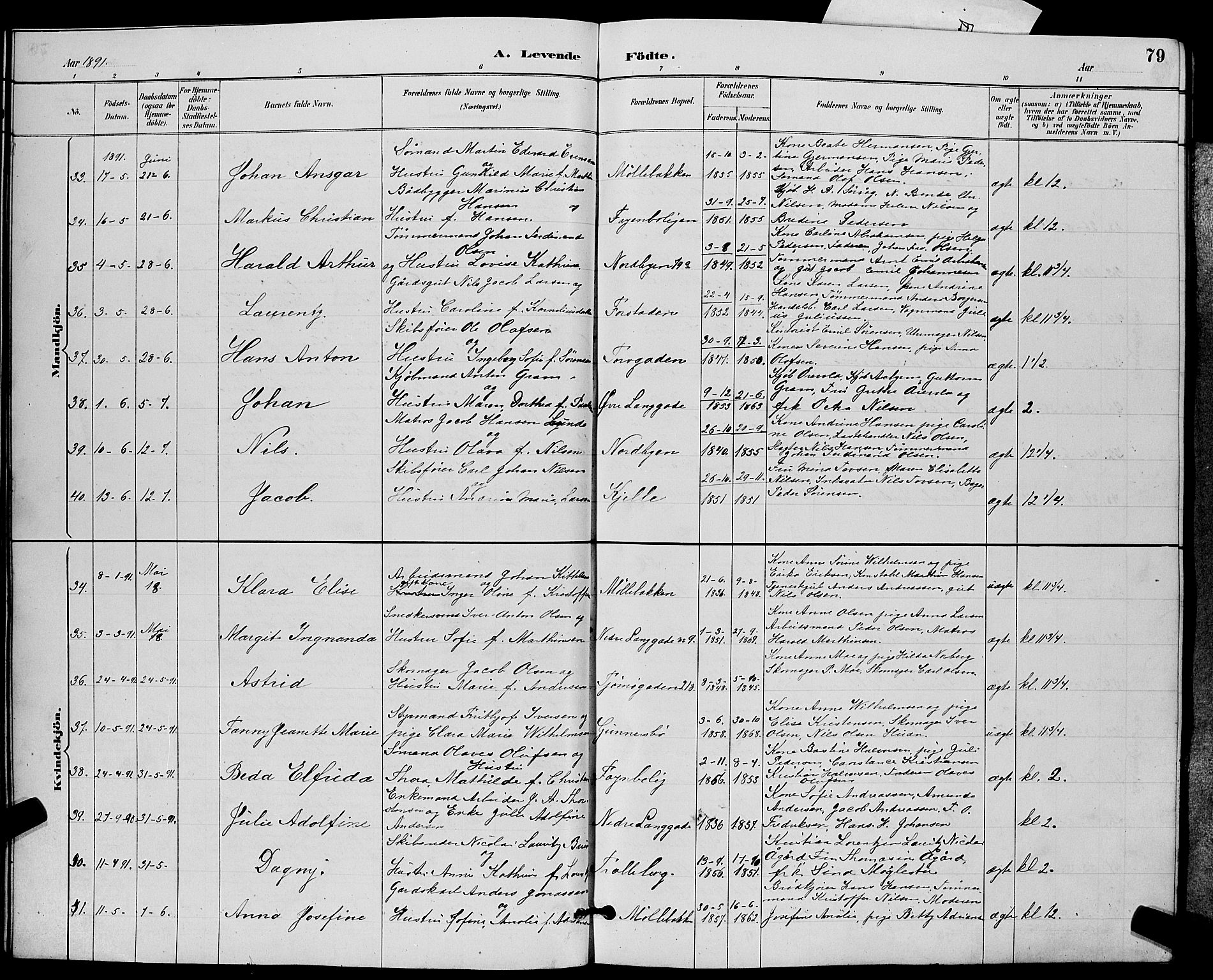 Tønsberg kirkebøker, AV/SAKO-A-330/G/Ga/L0006: Parish register (copy) no. 6, 1885-1895, p. 79