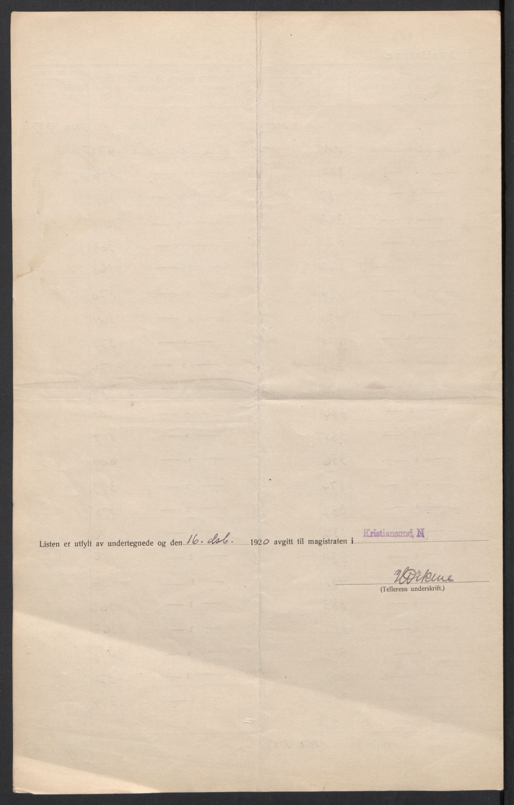 SAT, 1920 census for Kristiansund, 1920, p. 53