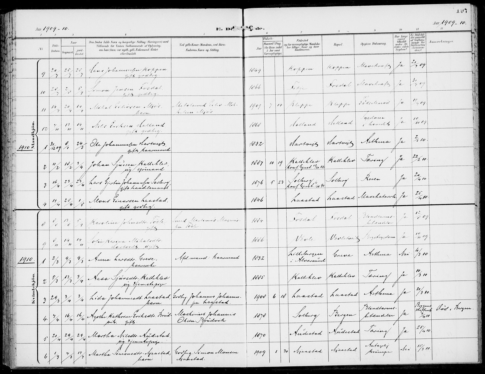 Haus sokneprestembete, AV/SAB-A-75601/H/Haa: Parish register (official) no. C  2, 1900-1915, p. 197