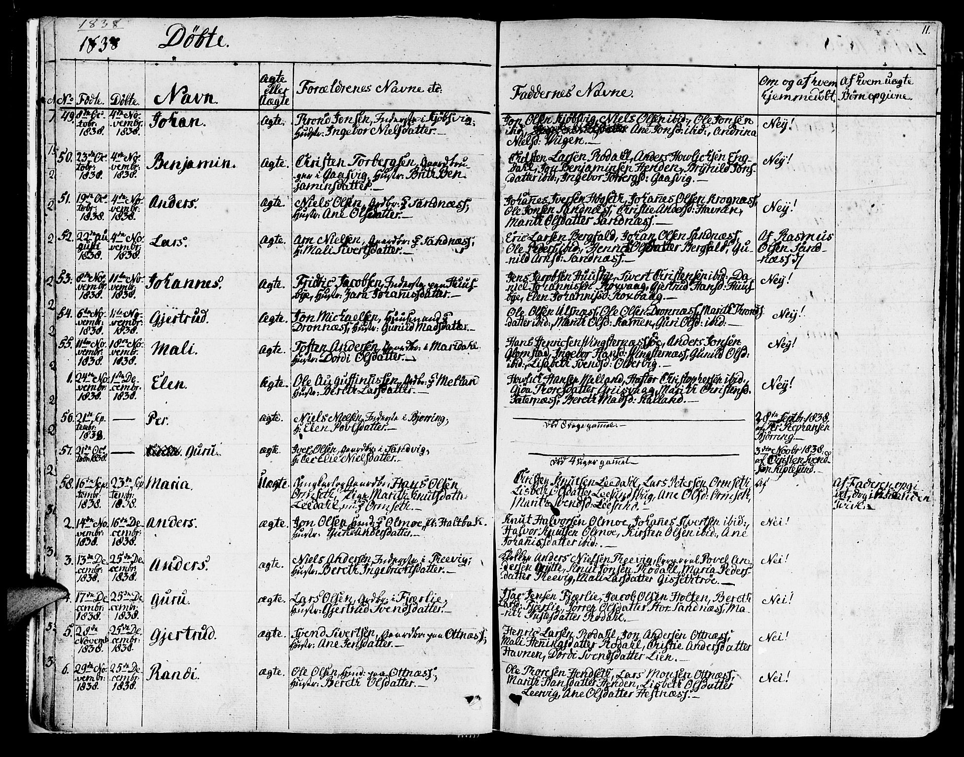 Ministerialprotokoller, klokkerbøker og fødselsregistre - Møre og Romsdal, SAT/A-1454/578/L0904: Parish register (official) no. 578A03, 1836-1858, p. 11