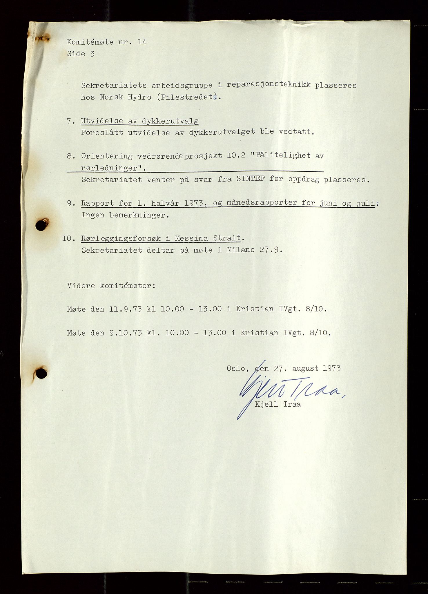 Industridepartementet, Oljekontoret, AV/SAST-A-101348/Di/L0004: DWP, møter, komite`møter, 761 forskning/teknologi, 1972-1975, p. 7