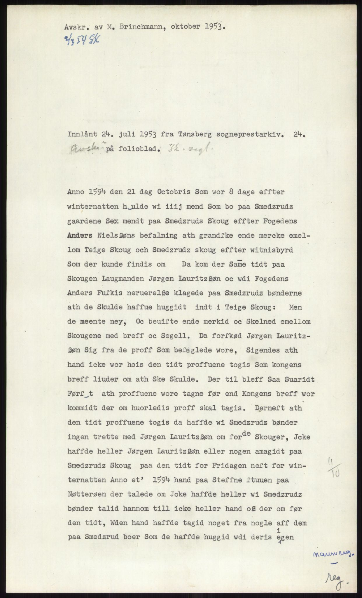 Samlinger til kildeutgivelse, Diplomavskriftsamlingen, RA/EA-4053/H/Ha, p. 1043