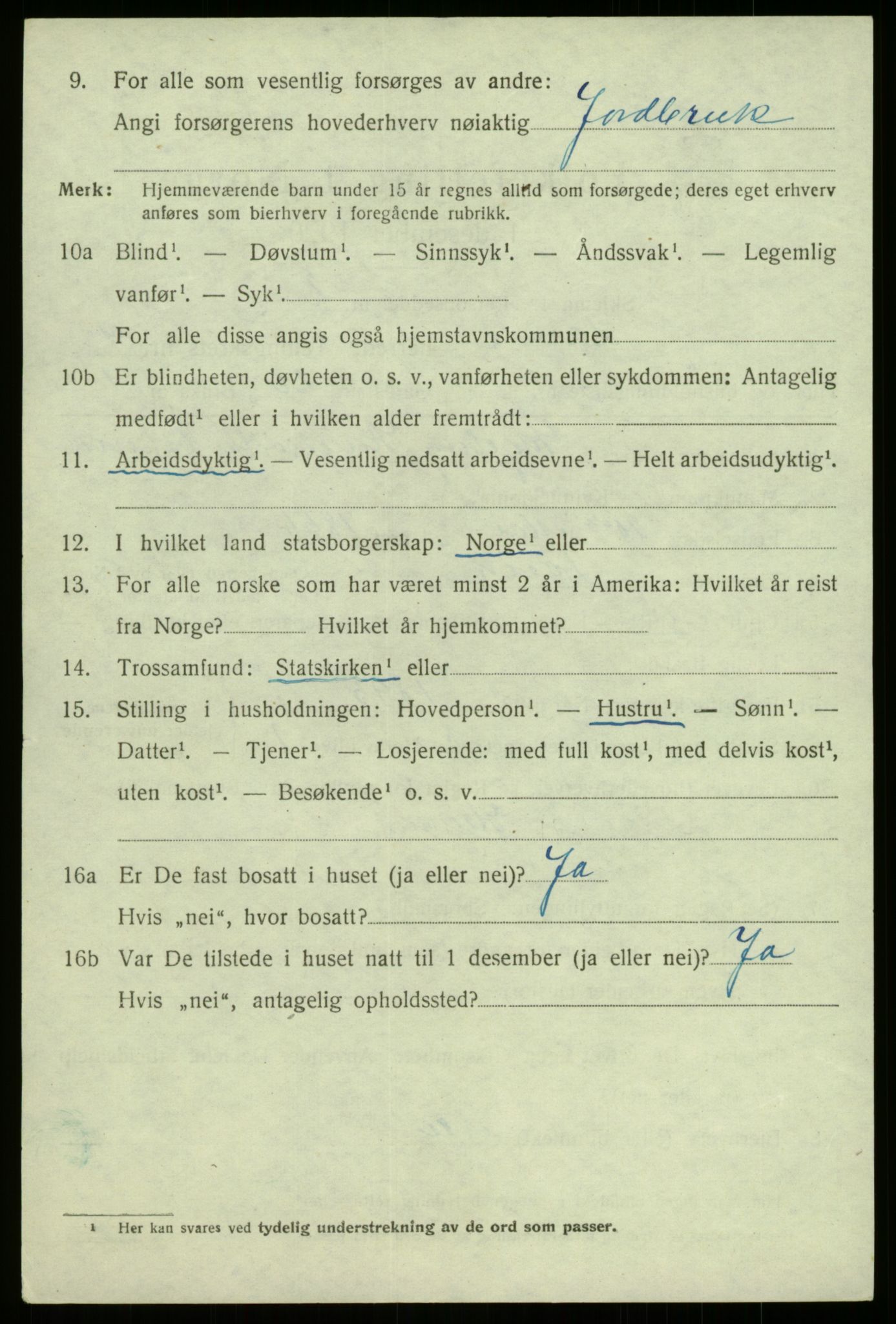 SAB, 1920 census for Lavik, 1920, p. 2261