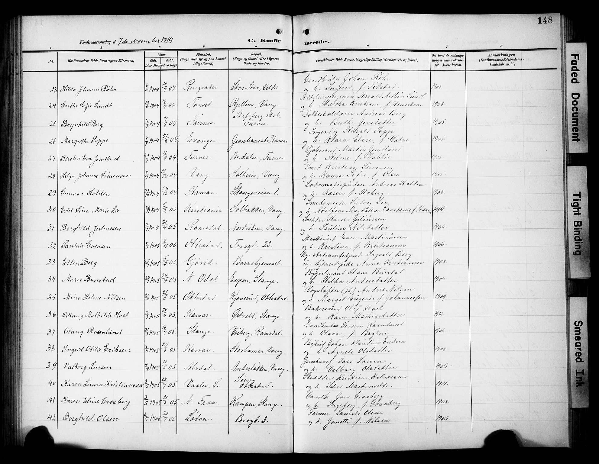 Hamar prestekontor, AV/SAH-DOMPH-002/H/Ha/Hab/L0002: Parish register (copy) no. 2, 1899-1929, p. 148