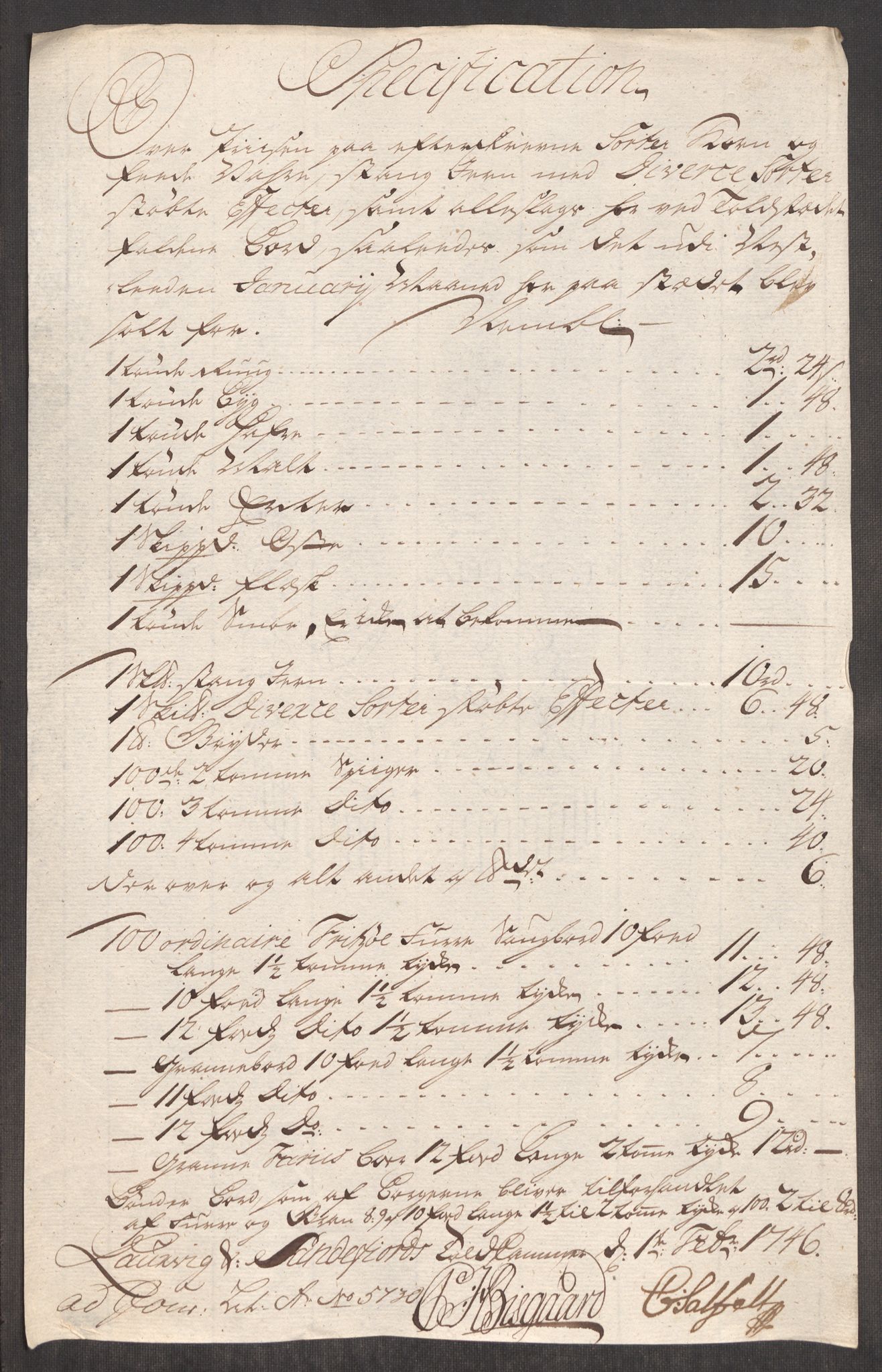 Rentekammeret inntil 1814, Realistisk ordnet avdeling, AV/RA-EA-4070/Oe/L0003: [Ø1]: Priskuranter, 1745-1748, p. 346