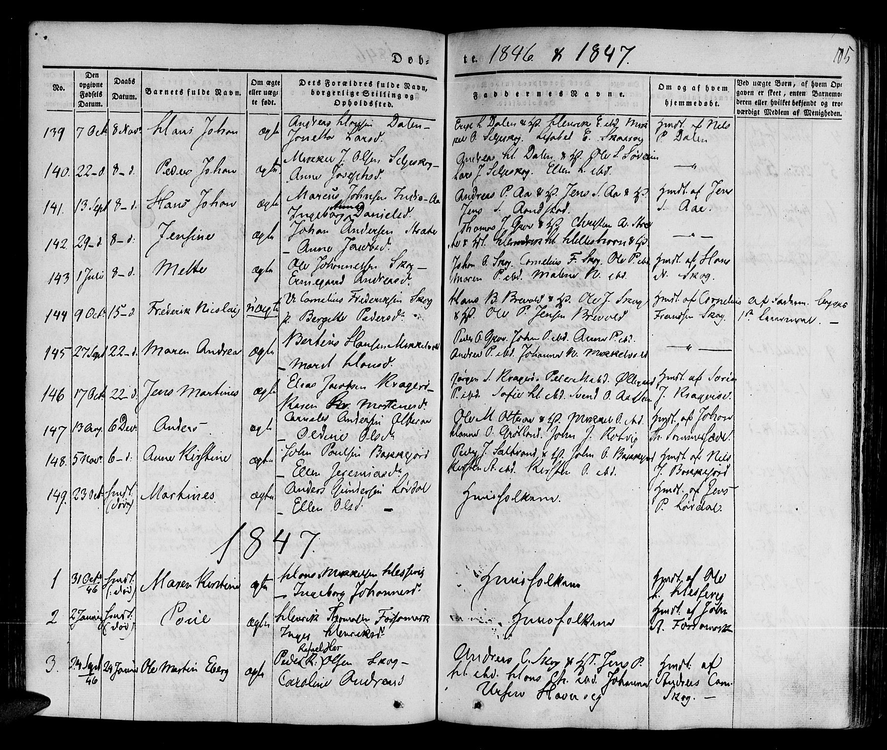 Ibestad sokneprestembete, SATØ/S-0077/H/Ha/Haa/L0006kirke: Parish register (official) no. 6, 1837-1850, p. 105