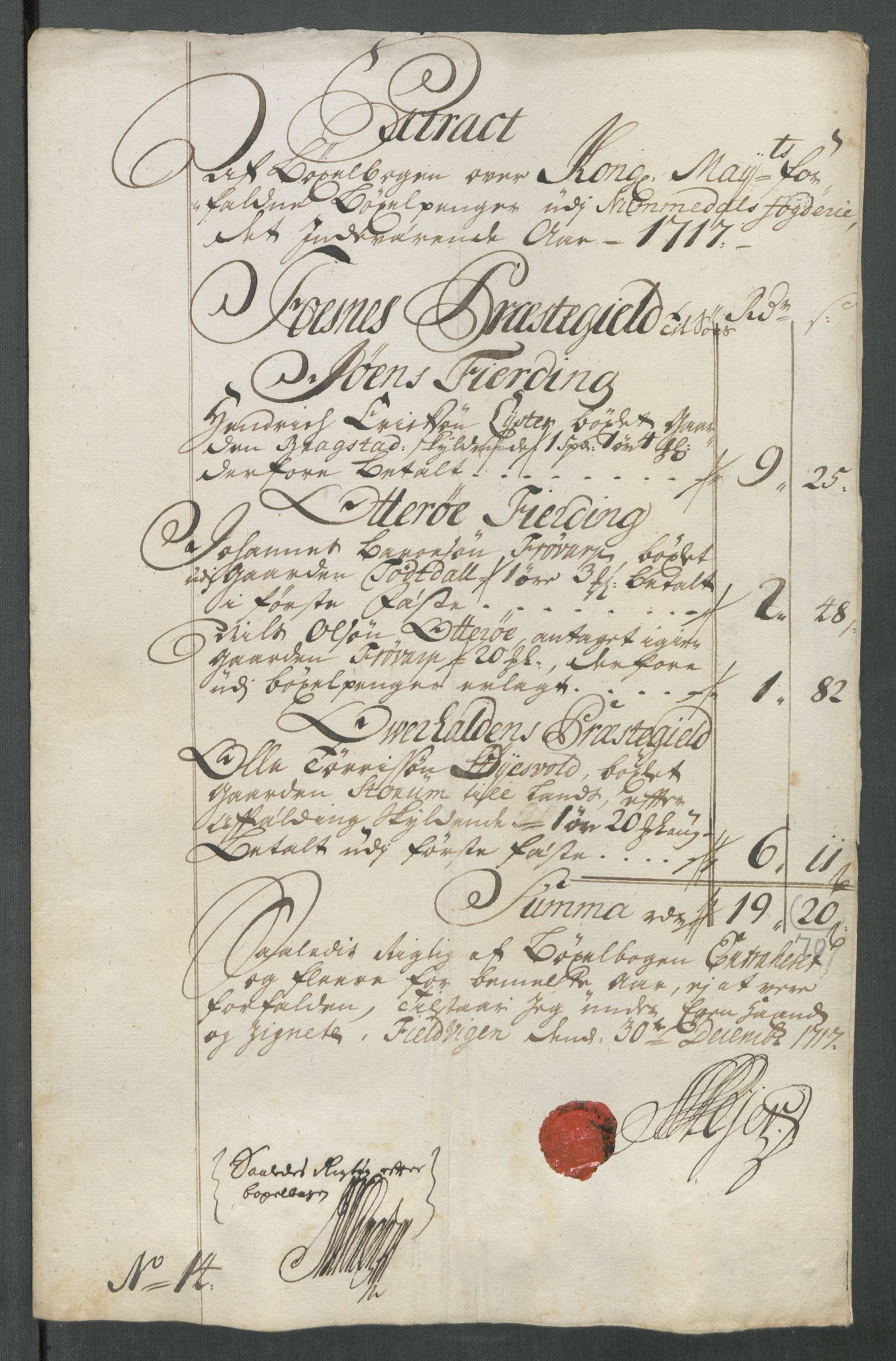 Rentekammeret inntil 1814, Reviderte regnskaper, Fogderegnskap, AV/RA-EA-4092/R64/L4438: Fogderegnskap Namdal, 1717, p. 166