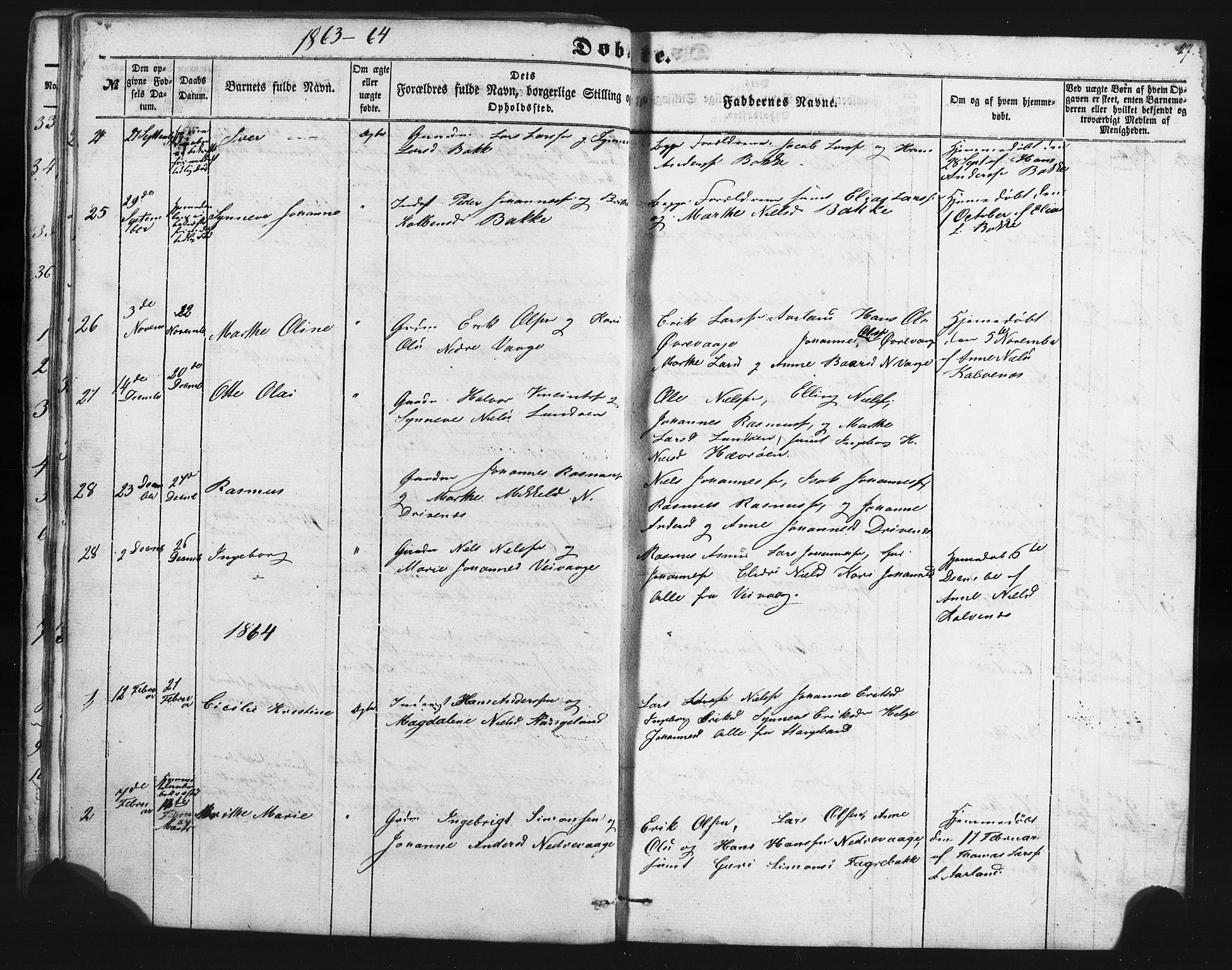 Austevoll Sokneprestembete, SAB/A-74201/H/Hab: Parish register (copy) no. B 1, 1852-1864, p. 27