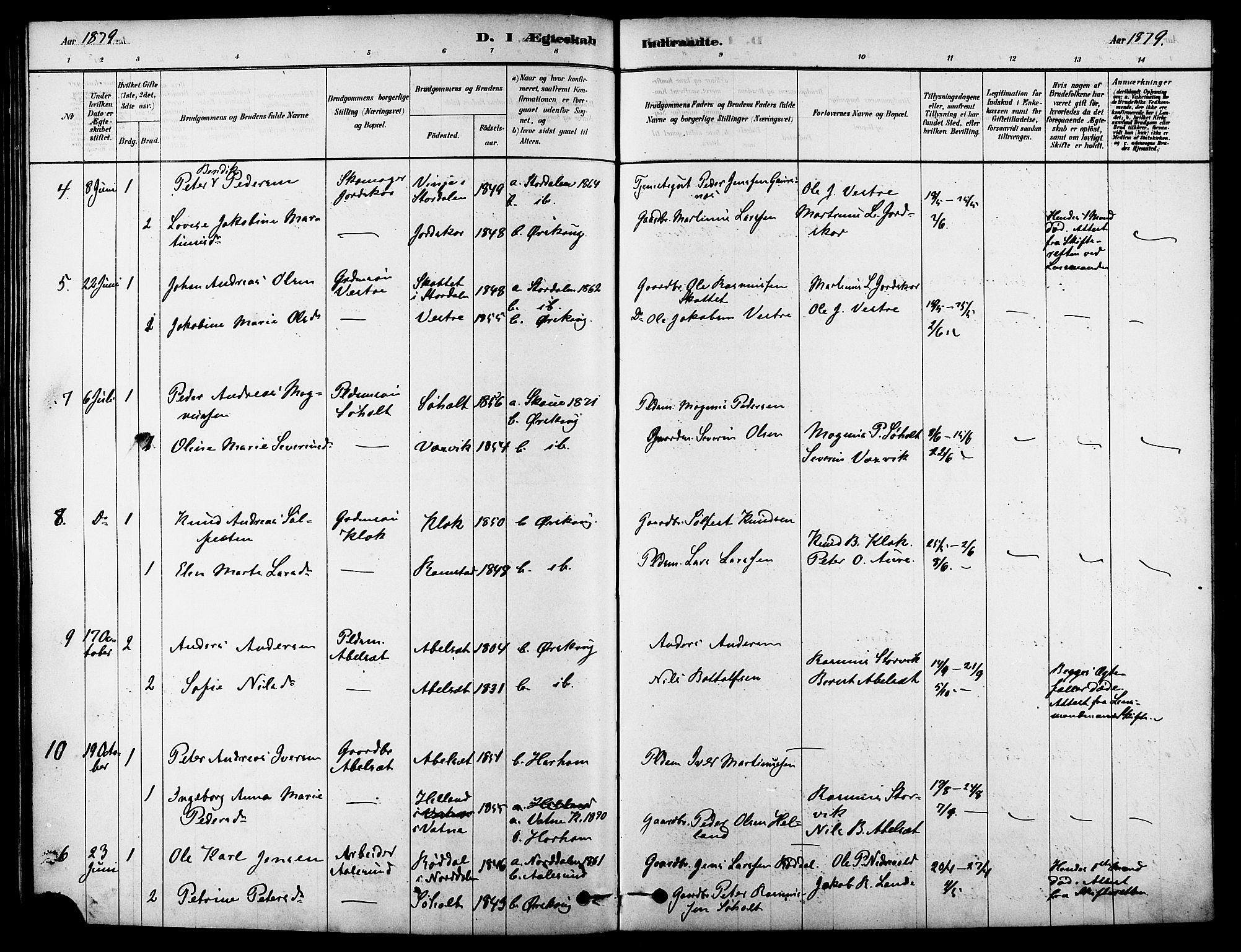 Ministerialprotokoller, klokkerbøker og fødselsregistre - Møre og Romsdal, AV/SAT-A-1454/522/L0315: Parish register (official) no. 522A10, 1878-1890