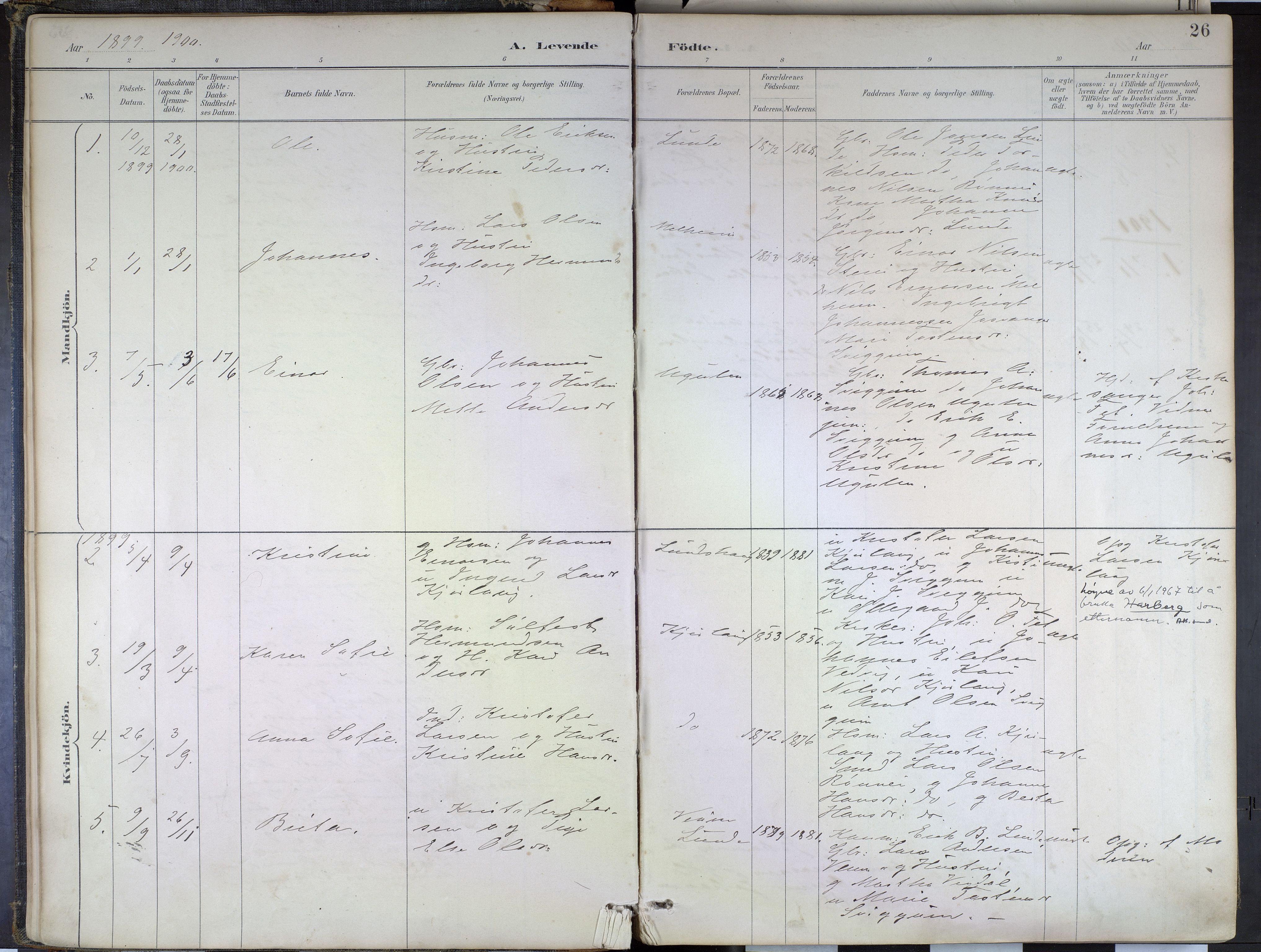 Hafslo sokneprestembete, SAB/A-80301/H/Haa/Haad/L0001: Parish register (official) no. D 1, 1886-1934, p. 26