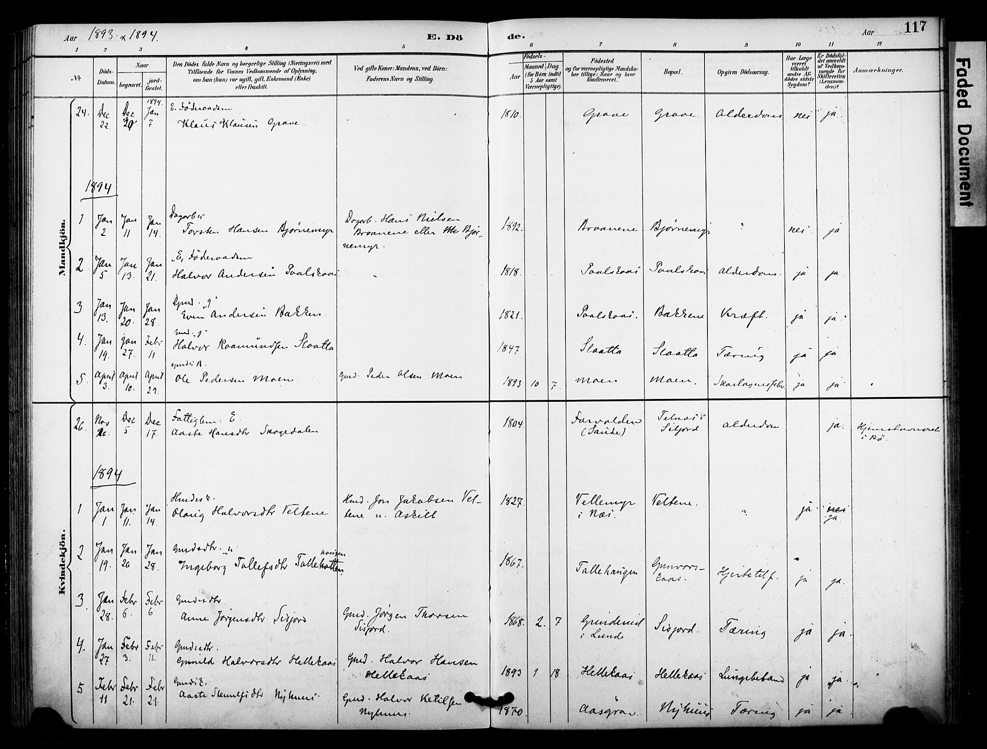 Bø kirkebøker, SAKO/A-257/F/Fa/L0011: Parish register (official) no. 11, 1892-1900, p. 117