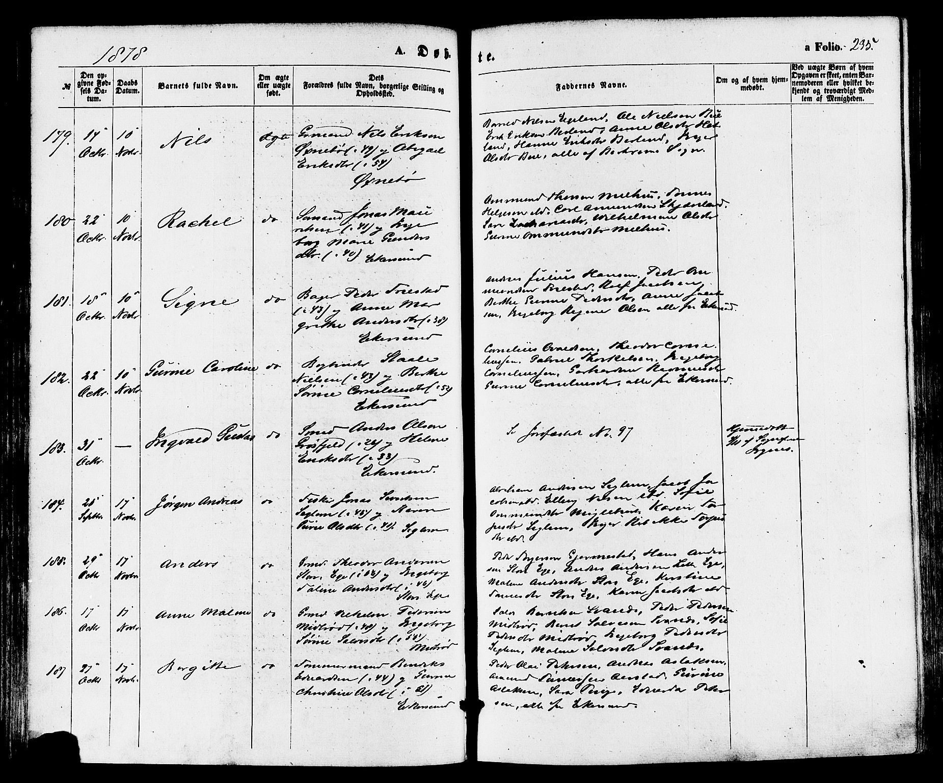 Eigersund sokneprestkontor, AV/SAST-A-101807/S08/L0014: Parish register (official) no. A 13, 1866-1878, p. 235