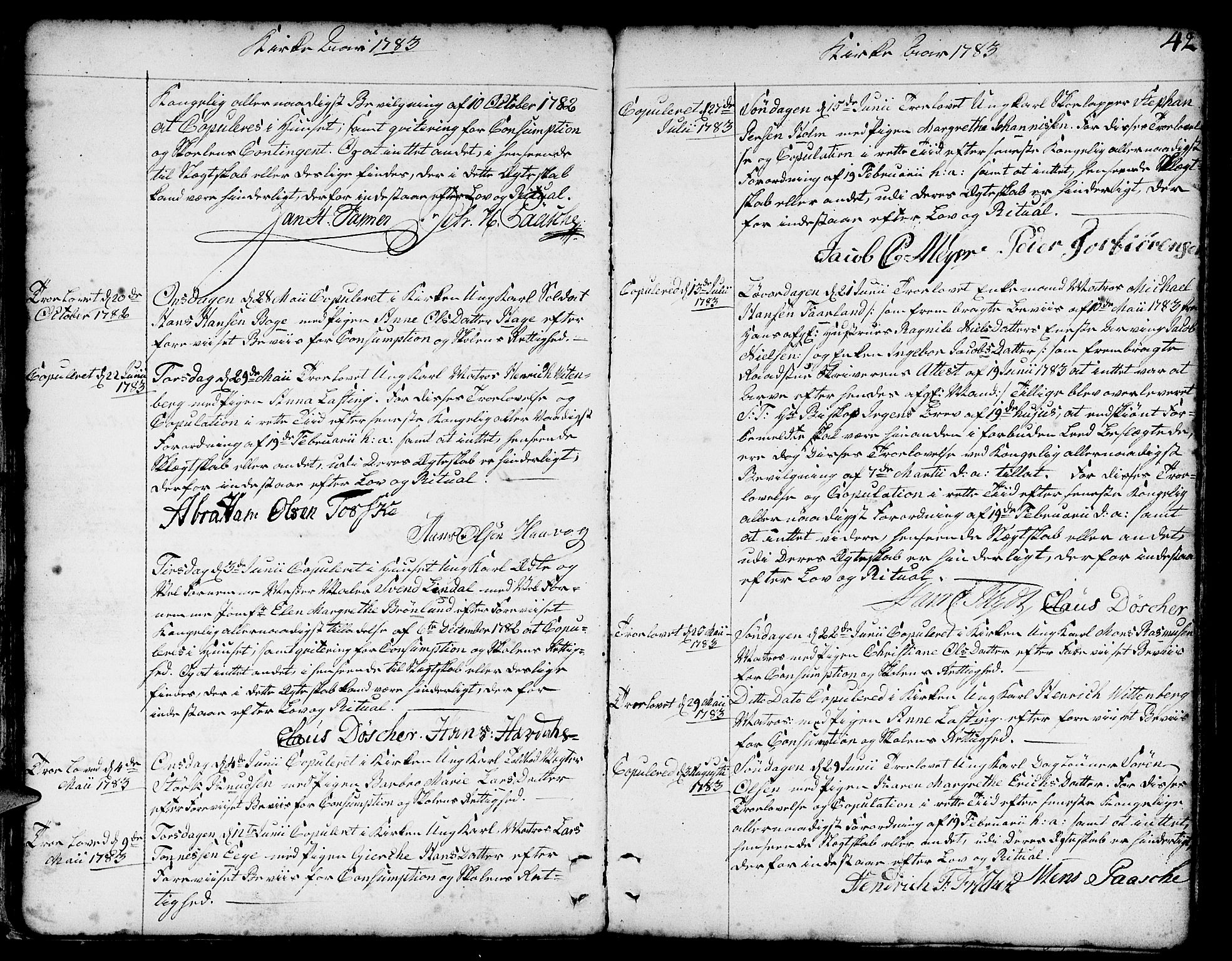 Nykirken Sokneprestembete, AV/SAB-A-77101/H/Haa/L0008: Parish register (official) no. A 8, 1776-1814, p. 42