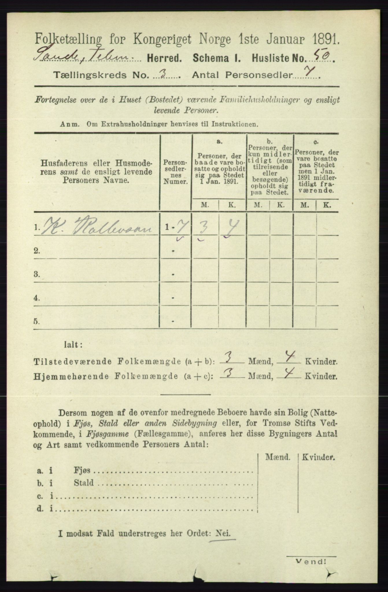 RA, 1891 census for 0822 Sauherad, 1891, p. 718