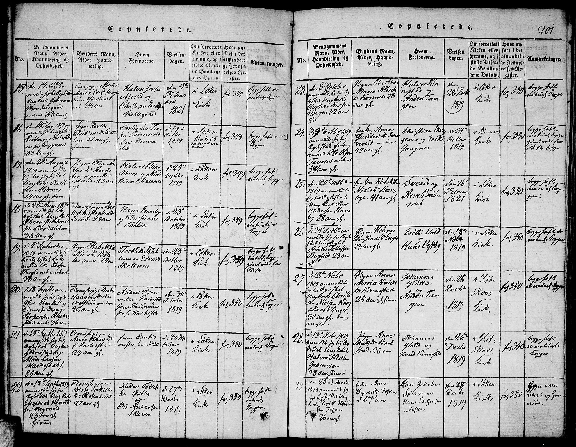 Høland prestekontor Kirkebøker, AV/SAO-A-10346a/F/Fa/L0007: Parish register (official) no. I 7, 1814-1827, p. 201