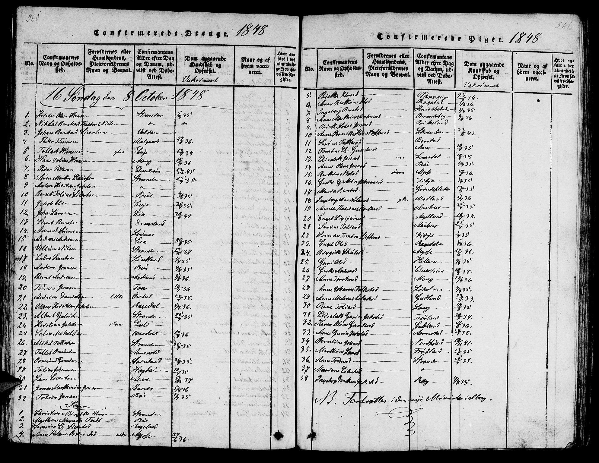 Sokndal sokneprestkontor, SAST/A-101808: Parish register (copy) no. B 1, 1815-1848, p. 560-561