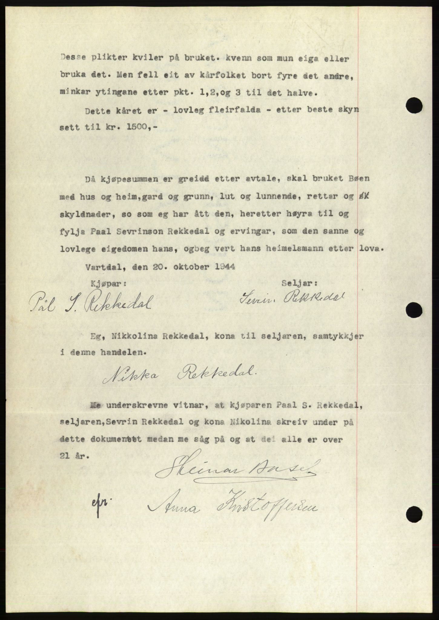 Søre Sunnmøre sorenskriveri, SAT/A-4122/1/2/2C/L0076: Mortgage book no. 2A, 1943-1944, Diary no: : 871/1944