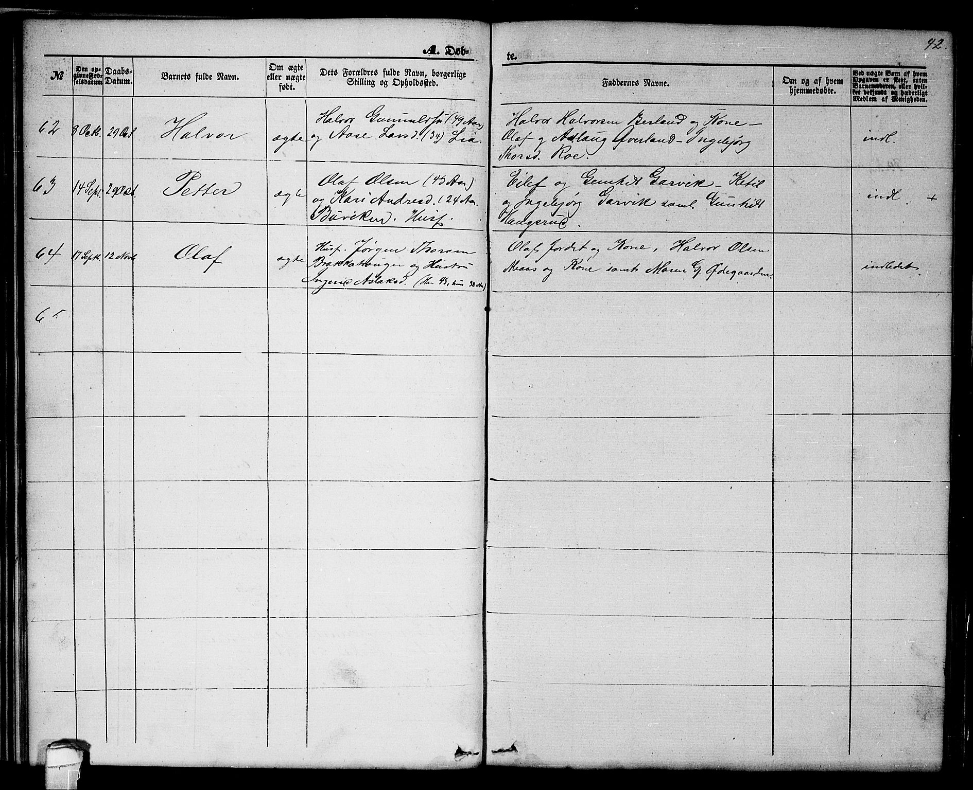 Seljord kirkebøker, SAKO/A-20/G/Ga/L0003: Parish register (copy) no. I 3, 1866-1873, p. 42