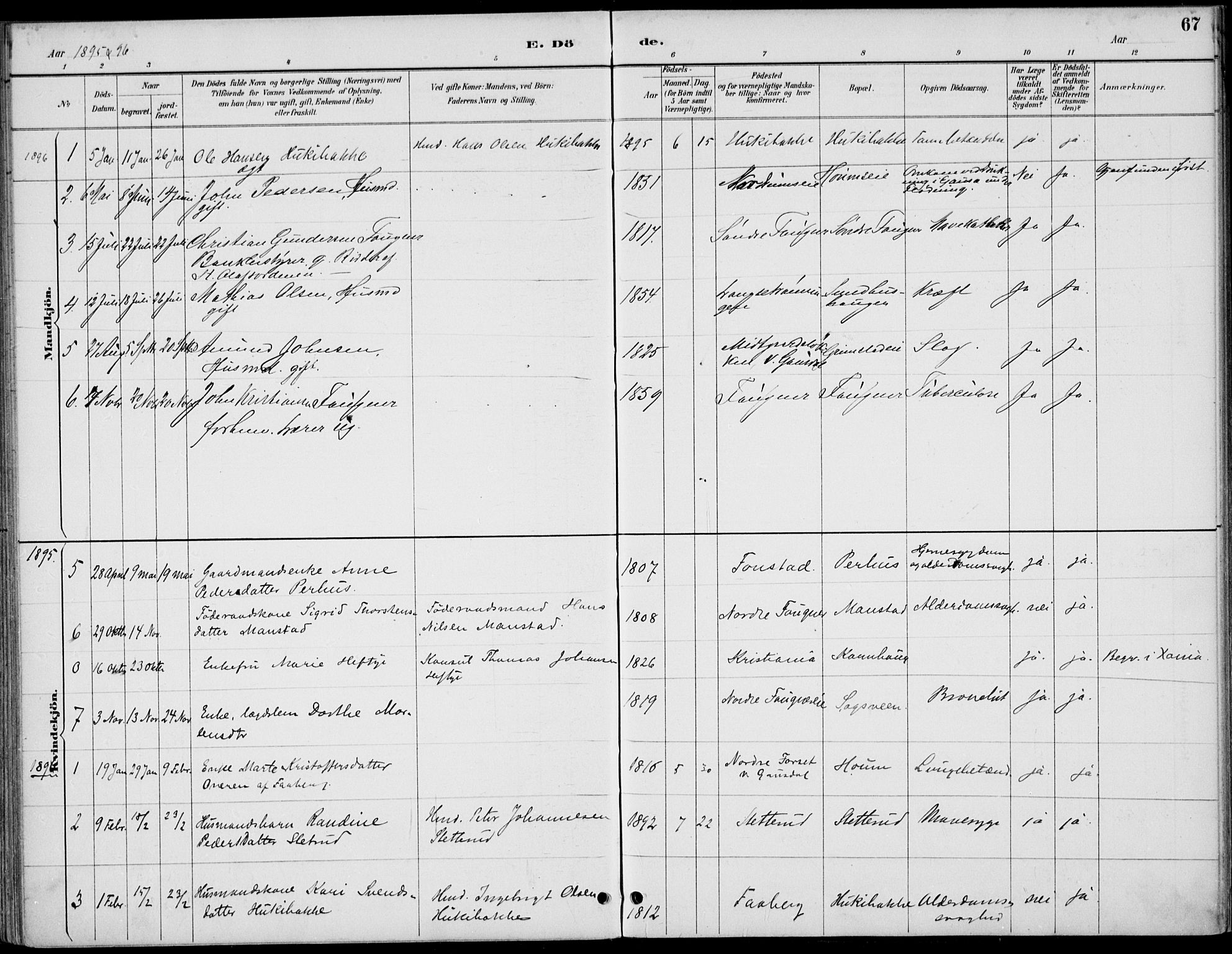 Østre Gausdal prestekontor, SAH/PREST-092/H/Ha/Haa/L0003: Parish register (official) no. 3, 1887-1901, p. 67