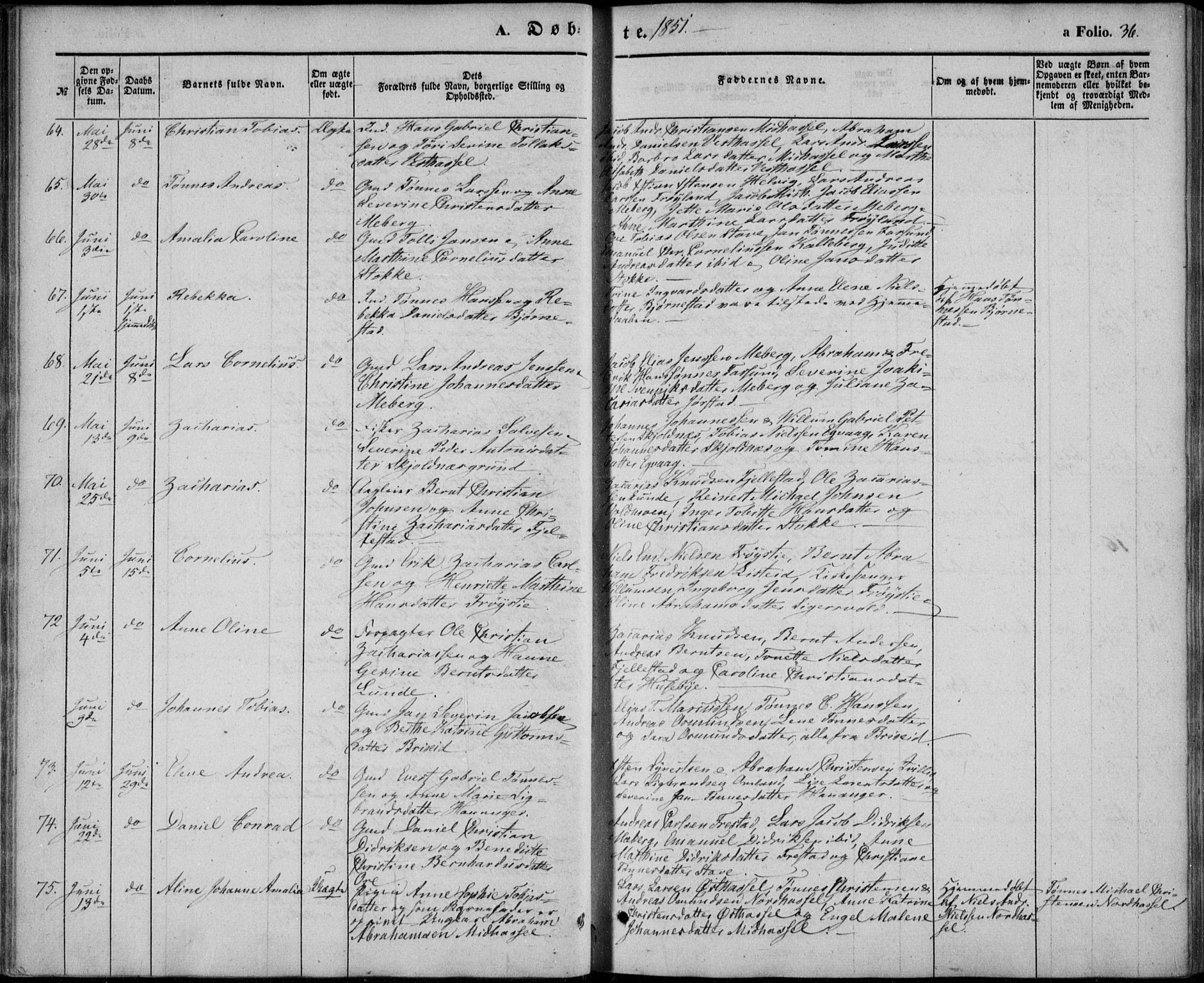 Lista sokneprestkontor, AV/SAK-1111-0027/F/Fb/L0002: Parish register (copy) no. B 2, 1847-1862, p. 36