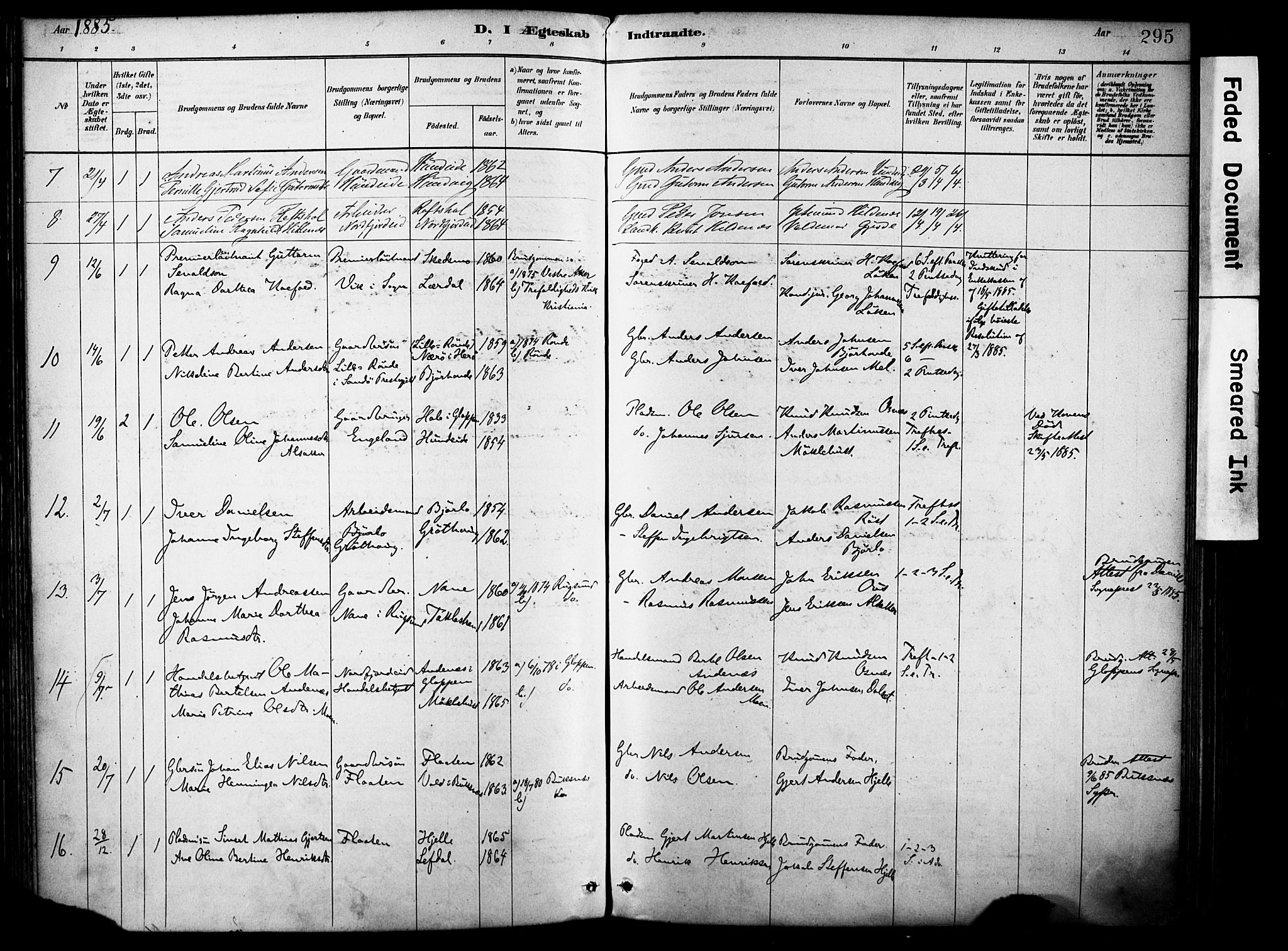 Eid sokneprestembete, AV/SAB-A-82301/H/Haa/Haab/L0001: Parish register (official) no. B 1, 1879-1906, p. 295