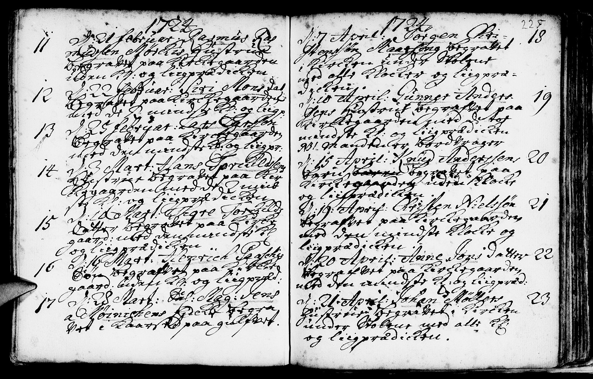 Nykirken Sokneprestembete, SAB/A-77101/H/Haa/L0009: Parish register (official) no. A 9, 1689-1759, p. 225