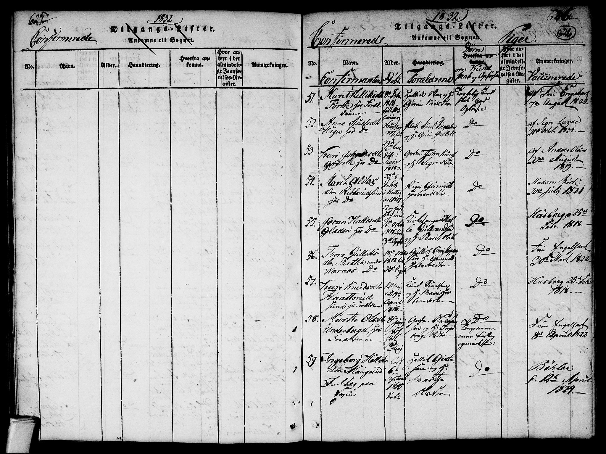 Flesberg kirkebøker, AV/SAKO-A-18/G/Ga/L0001: Parish register (copy) no. I 1, 1816-1834, p. 625-626