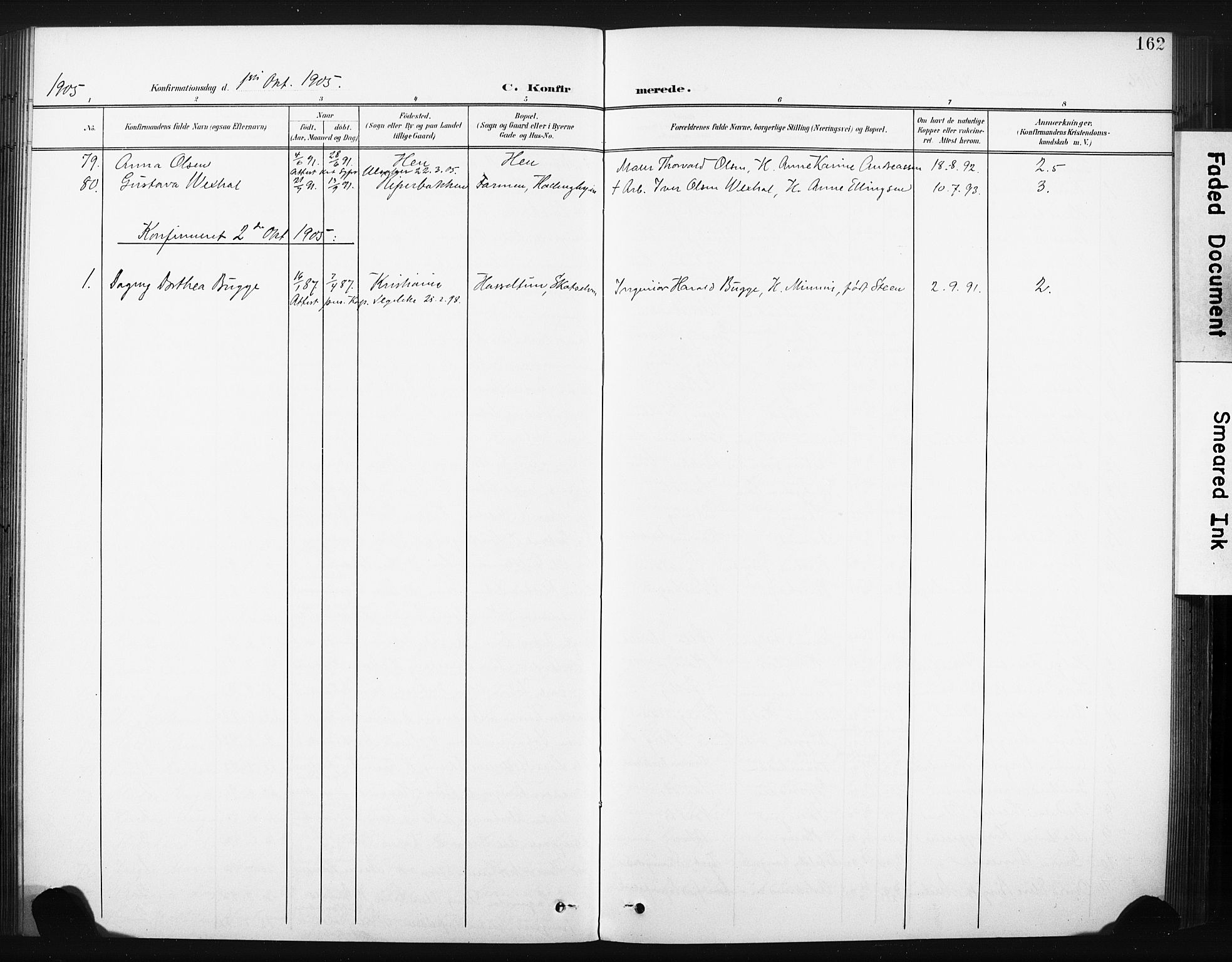 Hønefoss kirkebøker, AV/SAKO-A-609/F/Fa/L0003: Parish register (official) no. 3, 1900-1913, p. 162