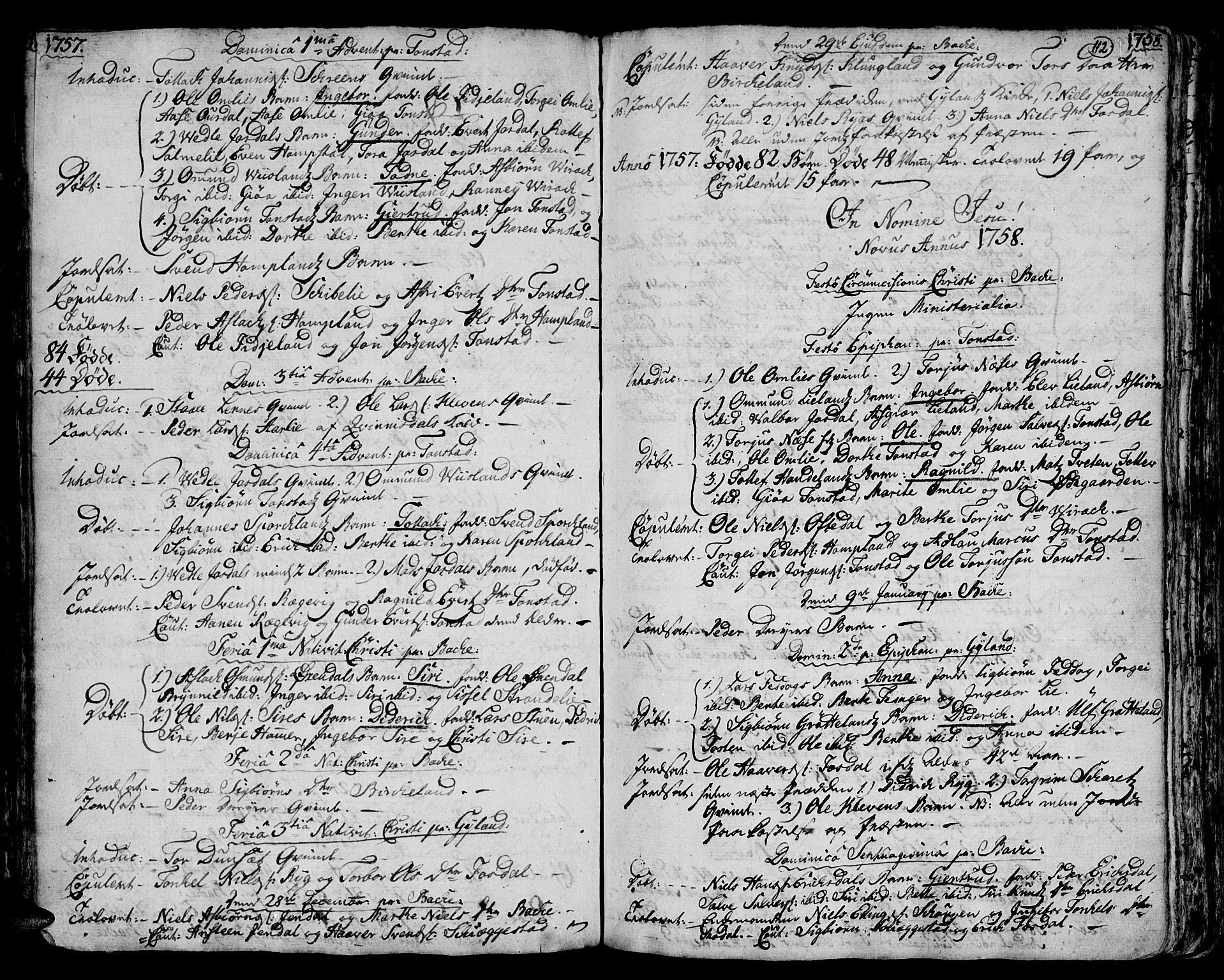 Bakke sokneprestkontor, SAK/1111-0002/F/Fa/Faa/L0001: Parish register (official) no. A 1, 1741-1780, p. 112