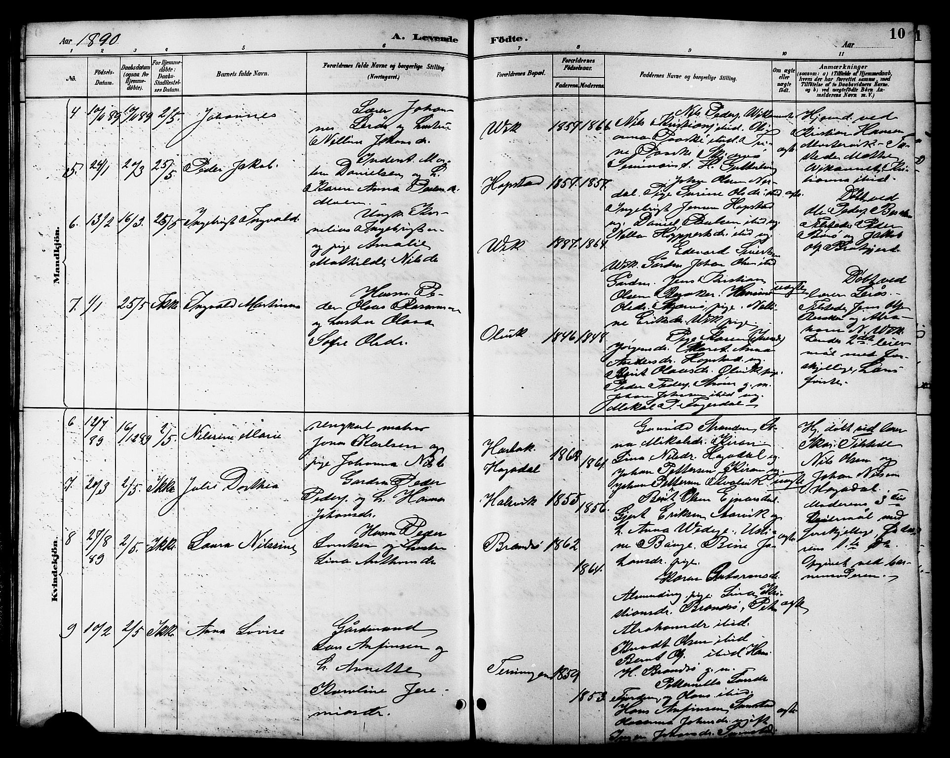 Ministerialprotokoller, klokkerbøker og fødselsregistre - Sør-Trøndelag, SAT/A-1456/657/L0716: Parish register (copy) no. 657C03, 1889-1904, p. 10