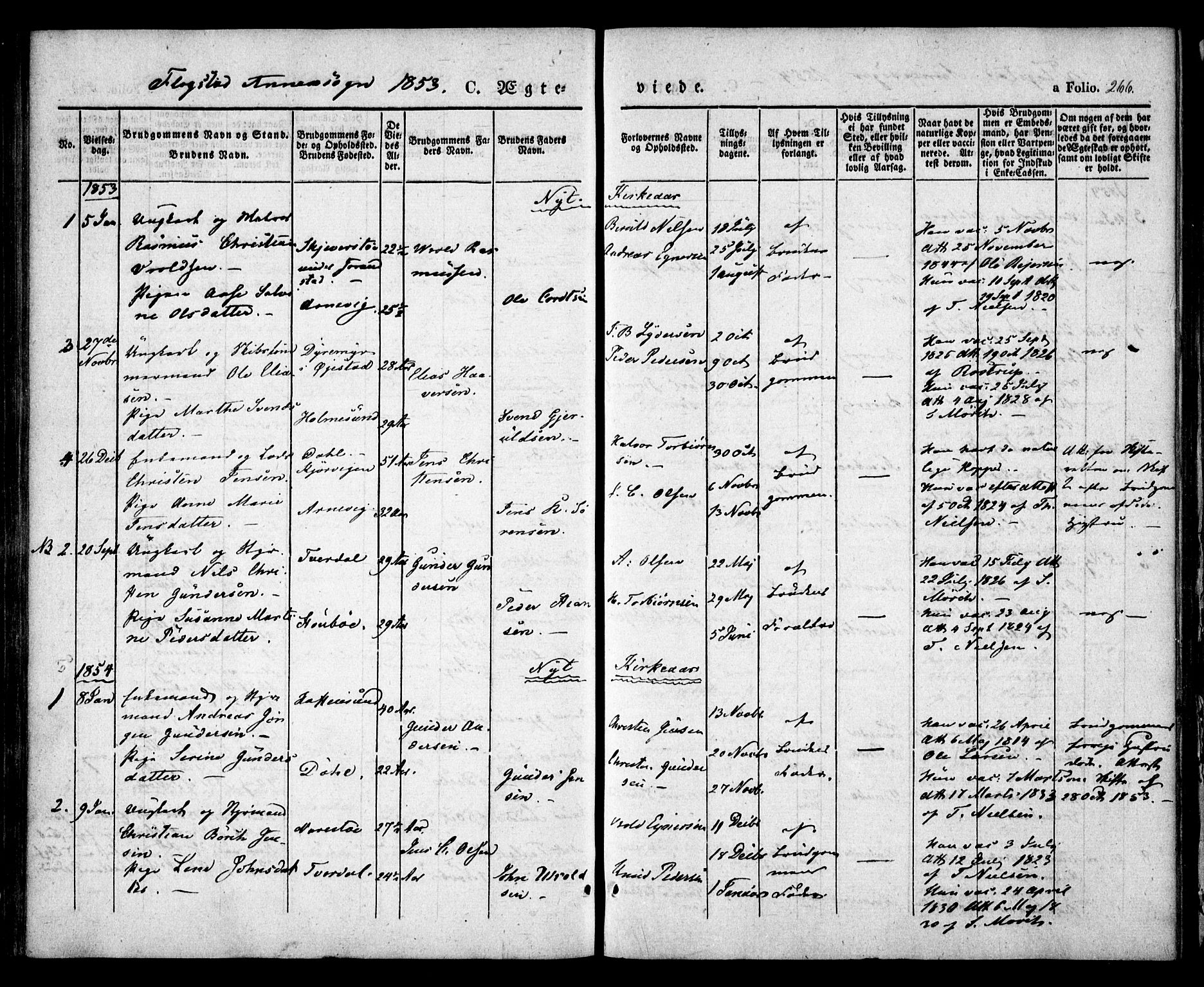 Dypvåg sokneprestkontor, AV/SAK-1111-0007/F/Fa/Faa/L0005: Parish register (official) no. A 5, 1841-1854, p. 266