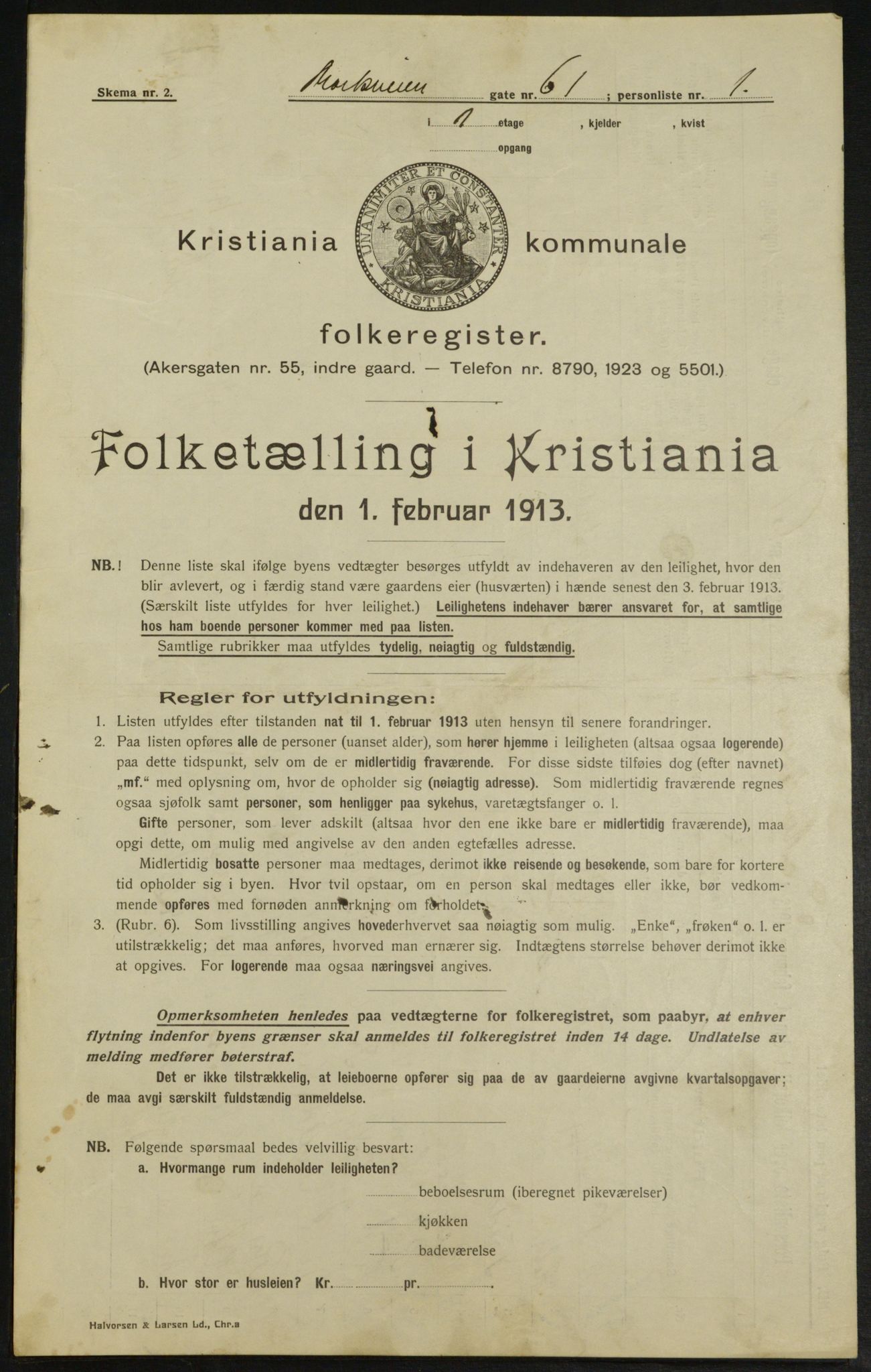 OBA, Municipal Census 1913 for Kristiania, 1913, p. 64273