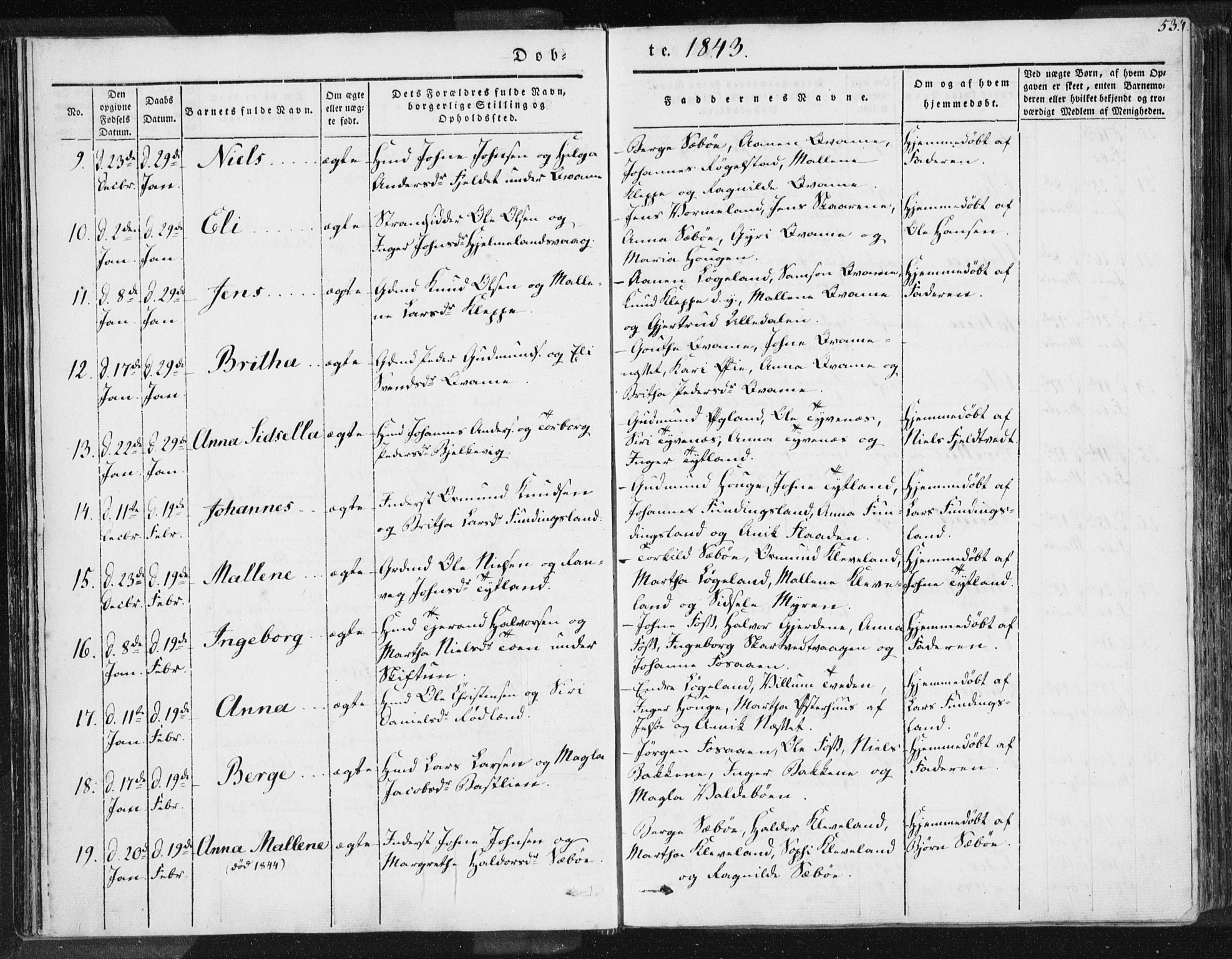 Hjelmeland sokneprestkontor, AV/SAST-A-101843/01/IV/L0006: Parish register (official) no. A 6, 1834-1845, p. 53