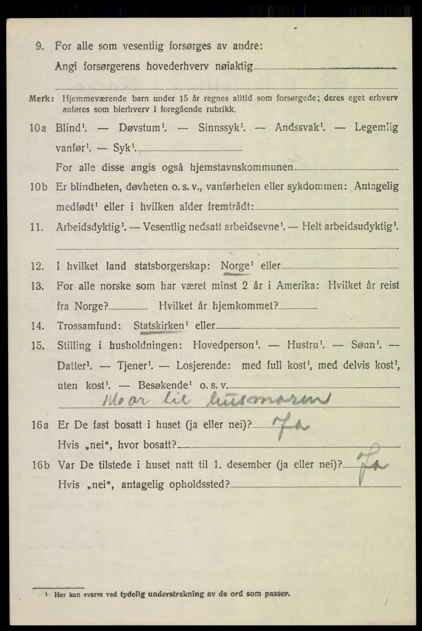 SAH, 1920 census for Ringebu, 1920, p. 3580