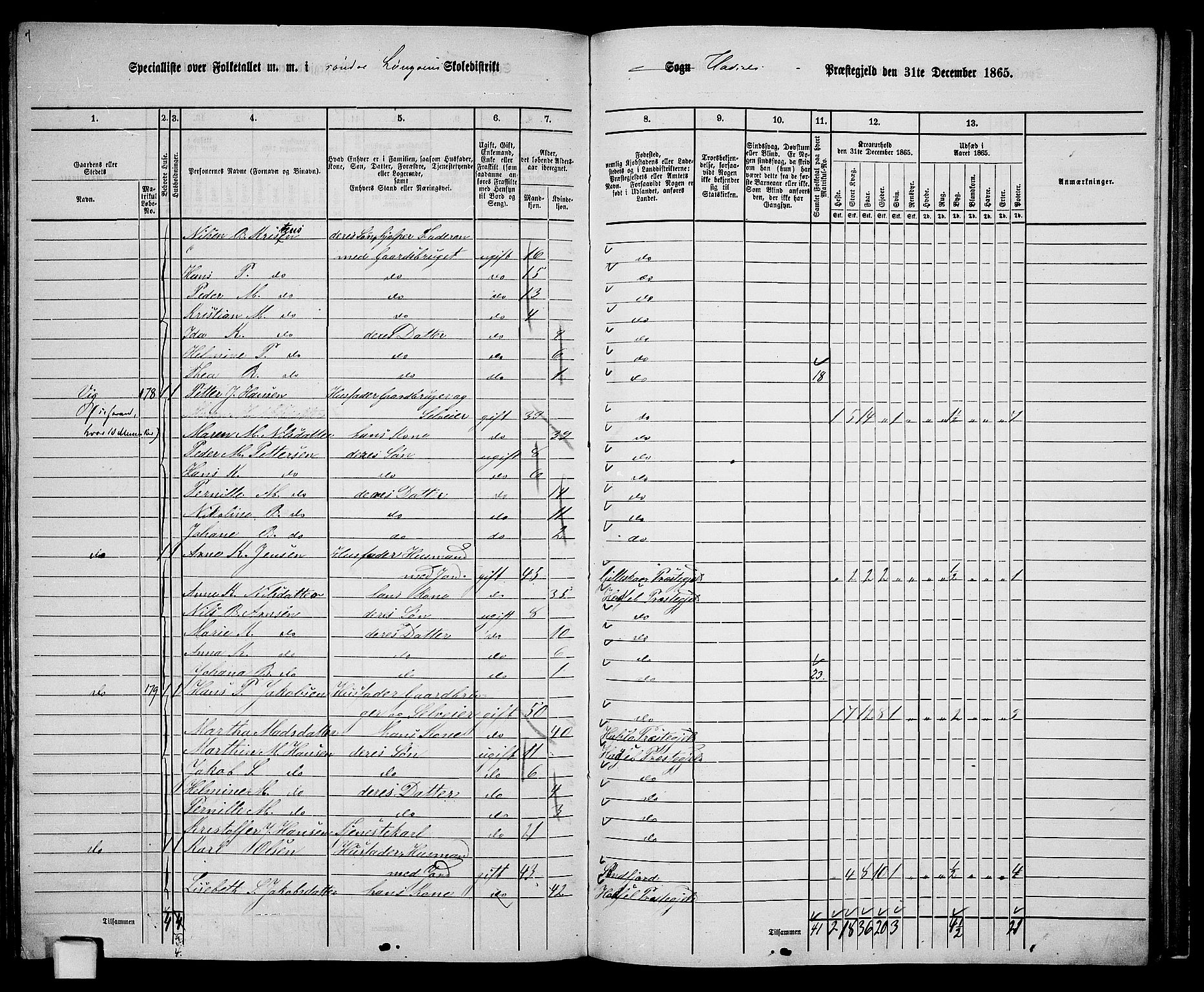 RA, 1865 census for Hadsel, 1865, p. 149