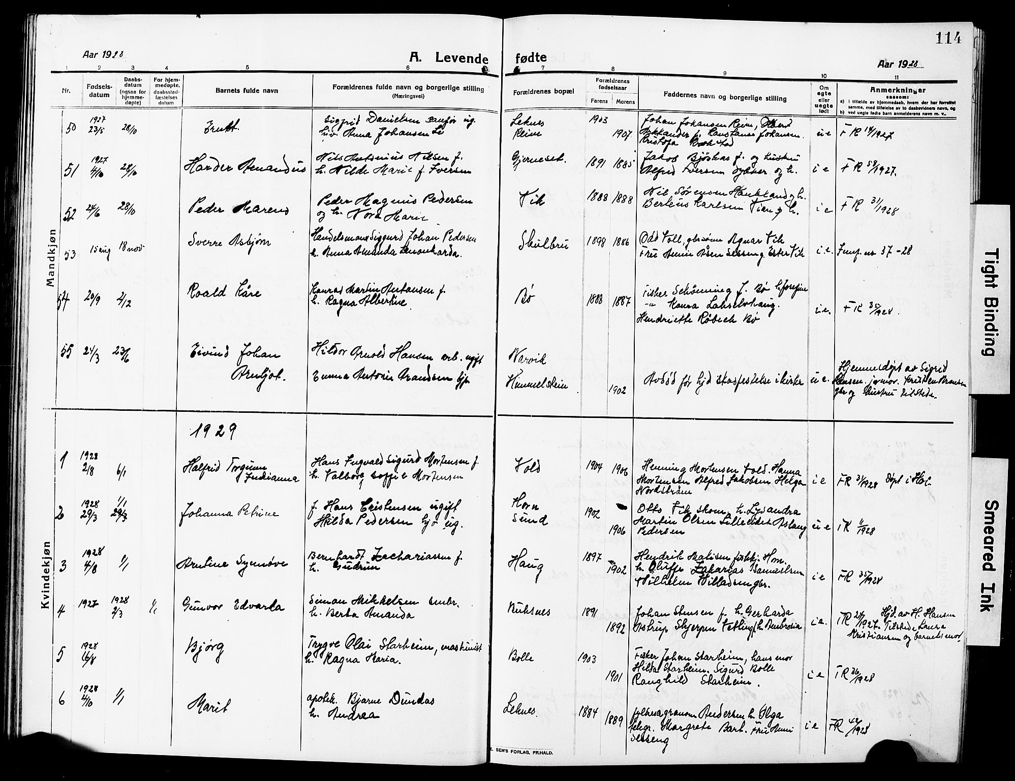 Ministerialprotokoller, klokkerbøker og fødselsregistre - Nordland, AV/SAT-A-1459/881/L1169: Parish register (copy) no. 881C06, 1912-1930, p. 114