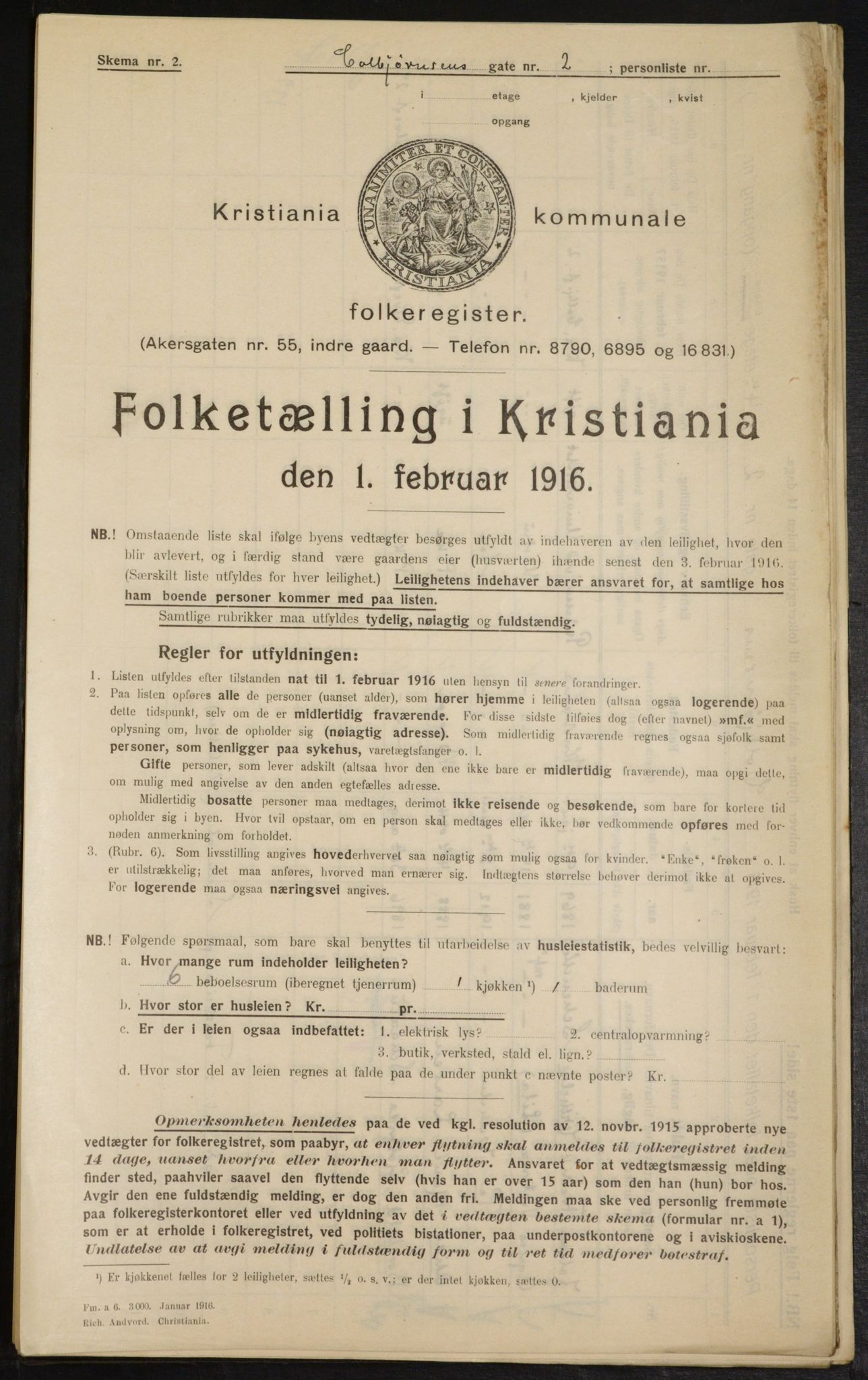 OBA, Municipal Census 1916 for Kristiania, 1916, p. 12947