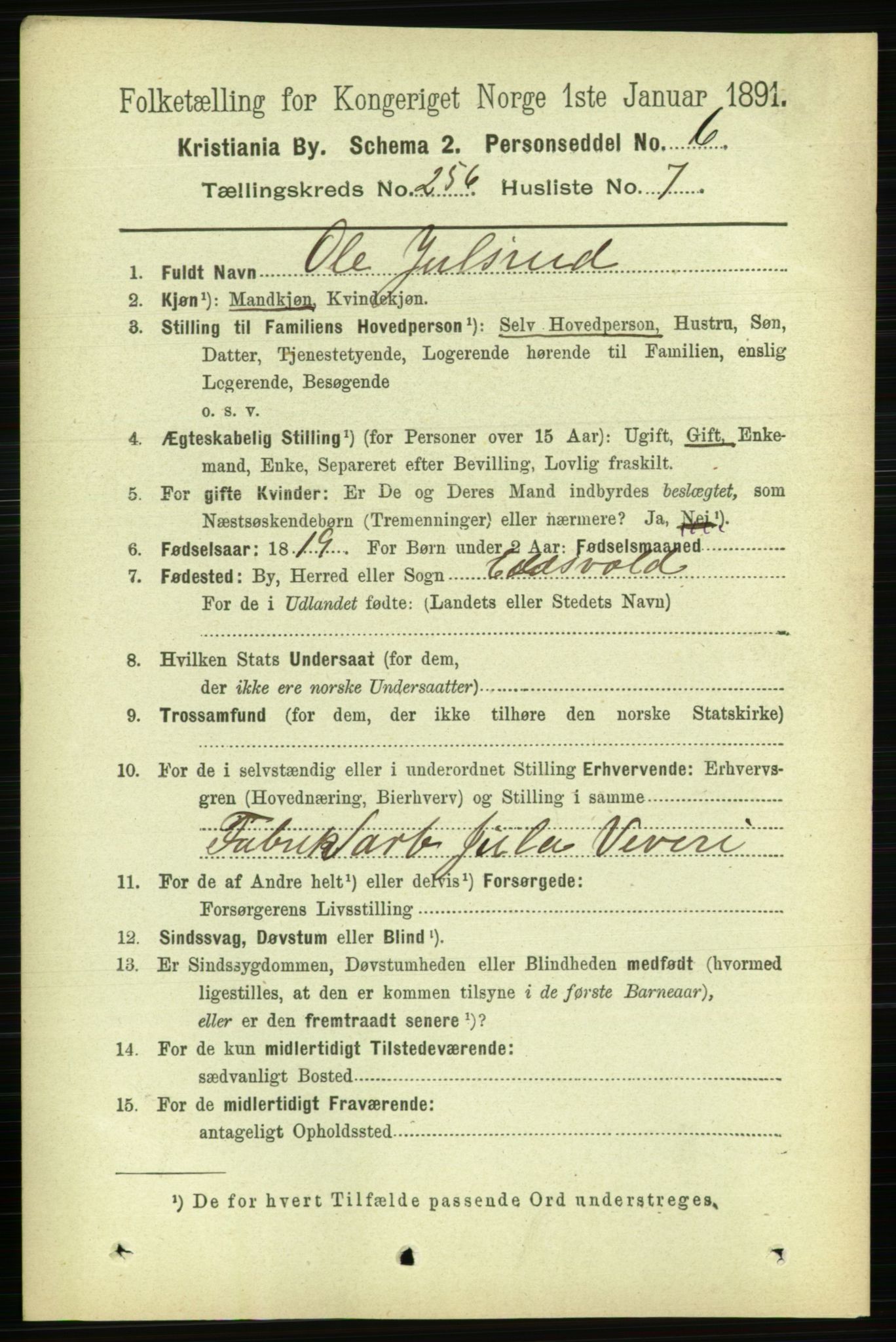 RA, 1891 census for 0301 Kristiania, 1891, p. 156191
