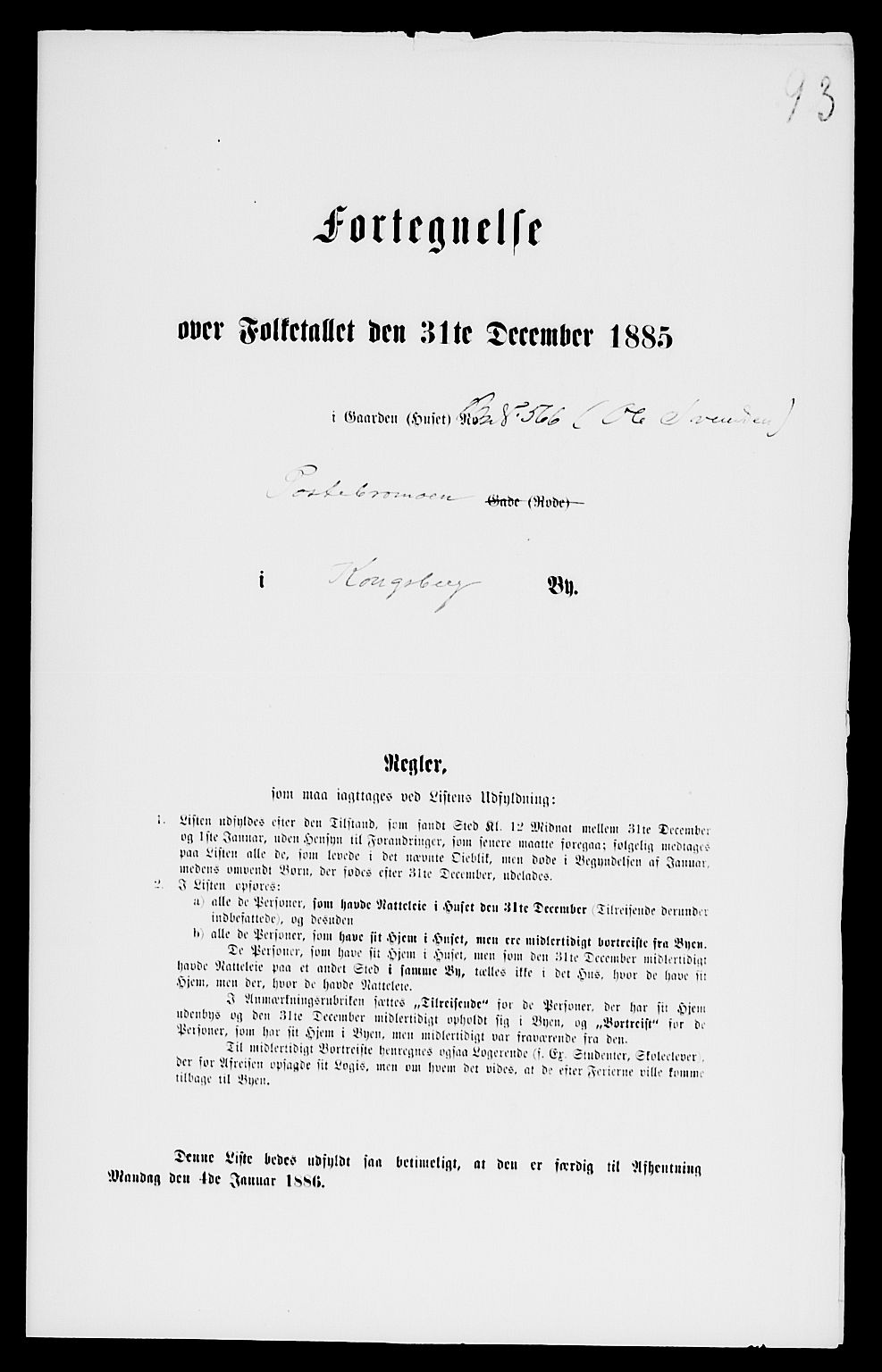 SAKO, 1885 census for 0604 Kongsberg, 1885, p. 678