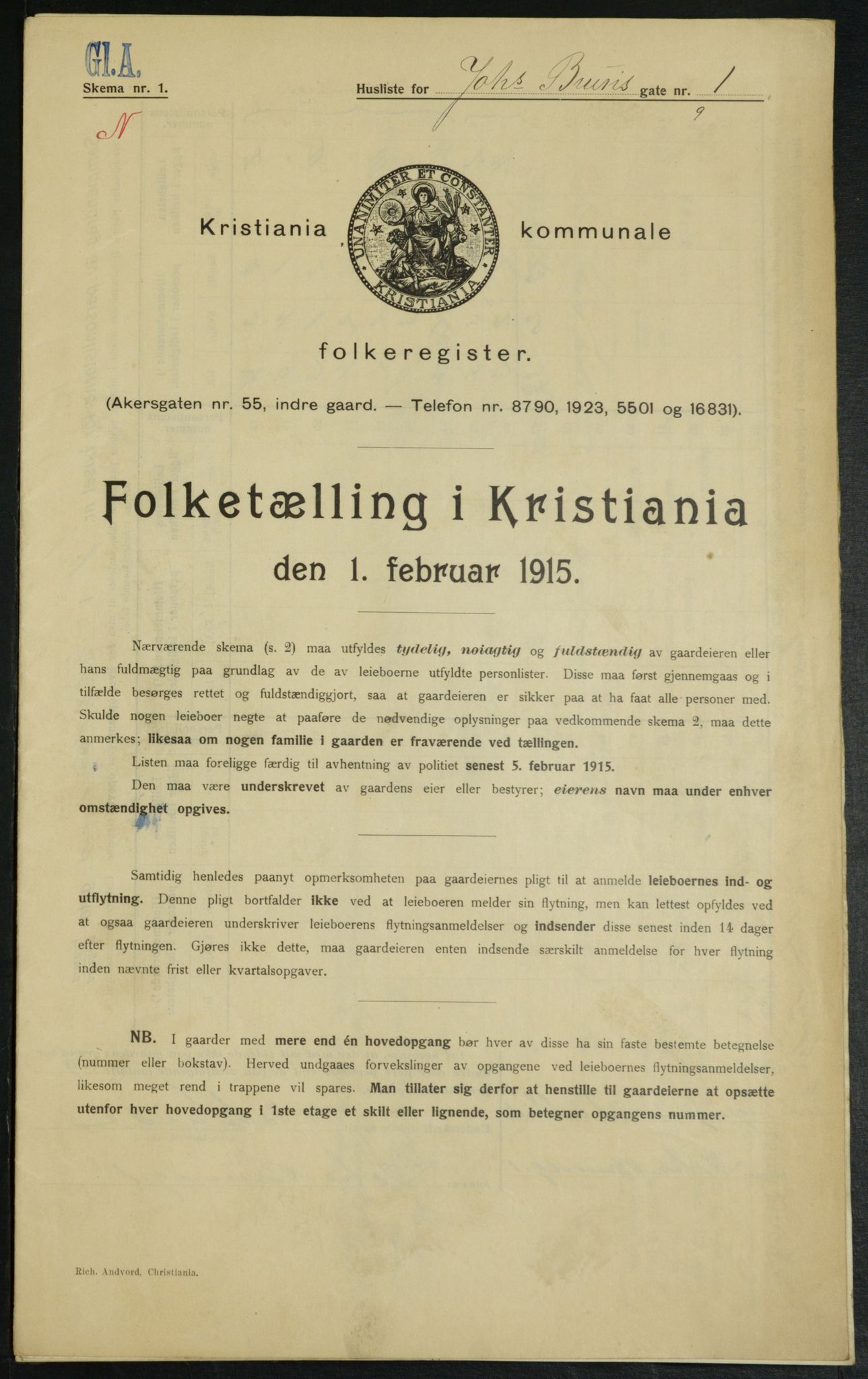 OBA, Municipal Census 1915 for Kristiania, 1915, p. 46551