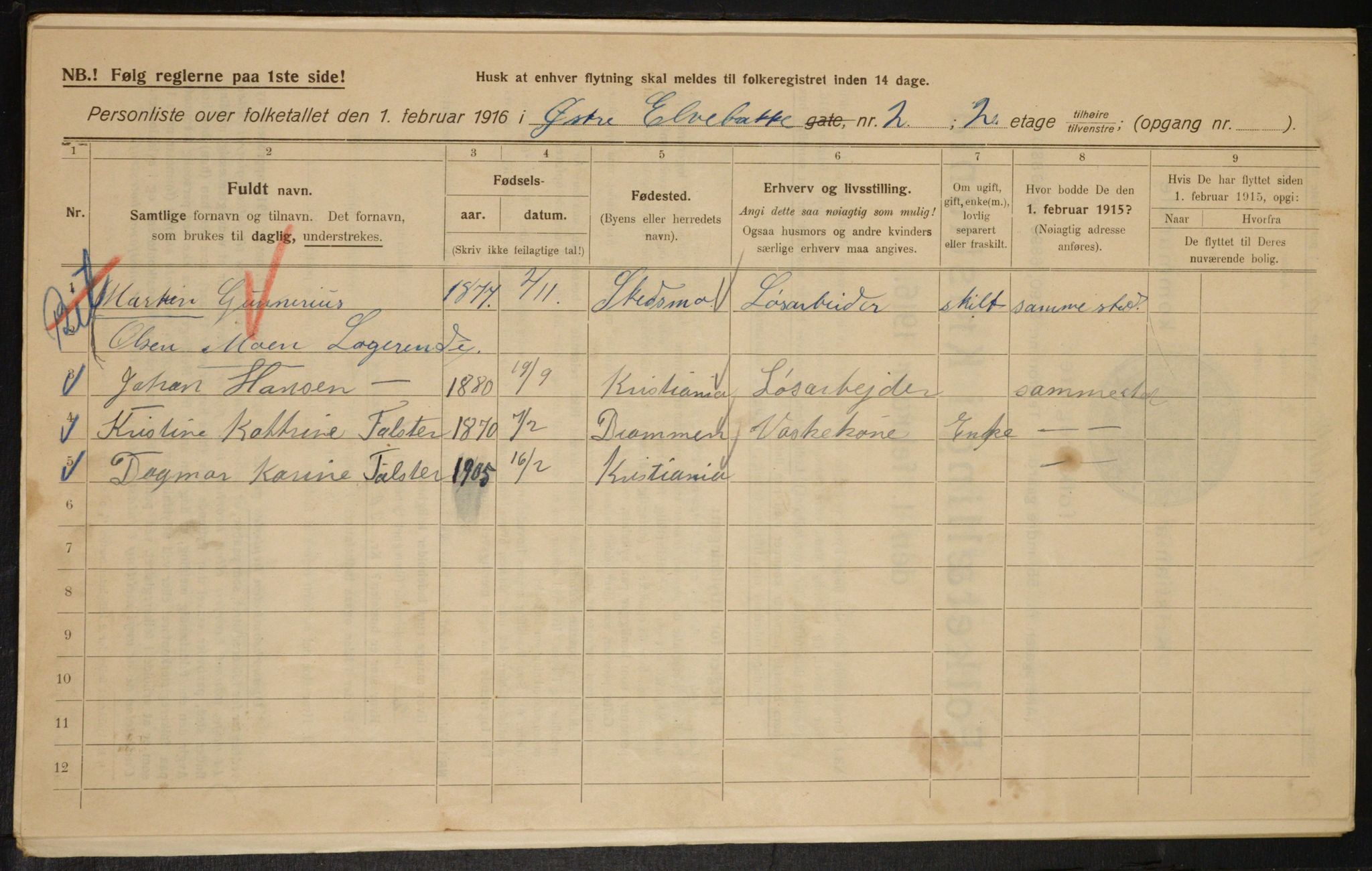 OBA, Municipal Census 1916 for Kristiania, 1916, p. 133097