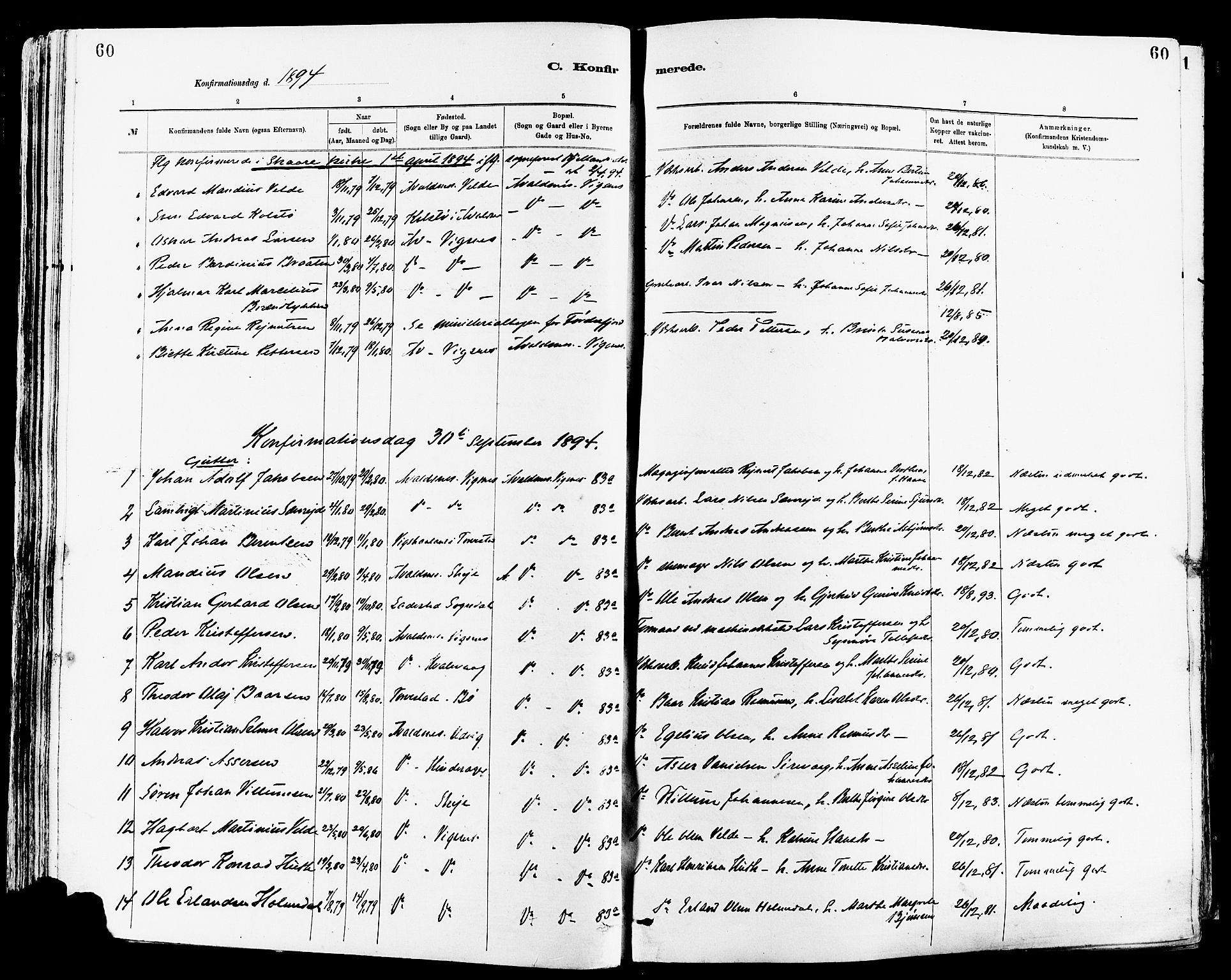 Avaldsnes sokneprestkontor, AV/SAST-A -101851/H/Ha/Haa/L0015: Parish register (official) no. A 15, 1880-1906, p. 60