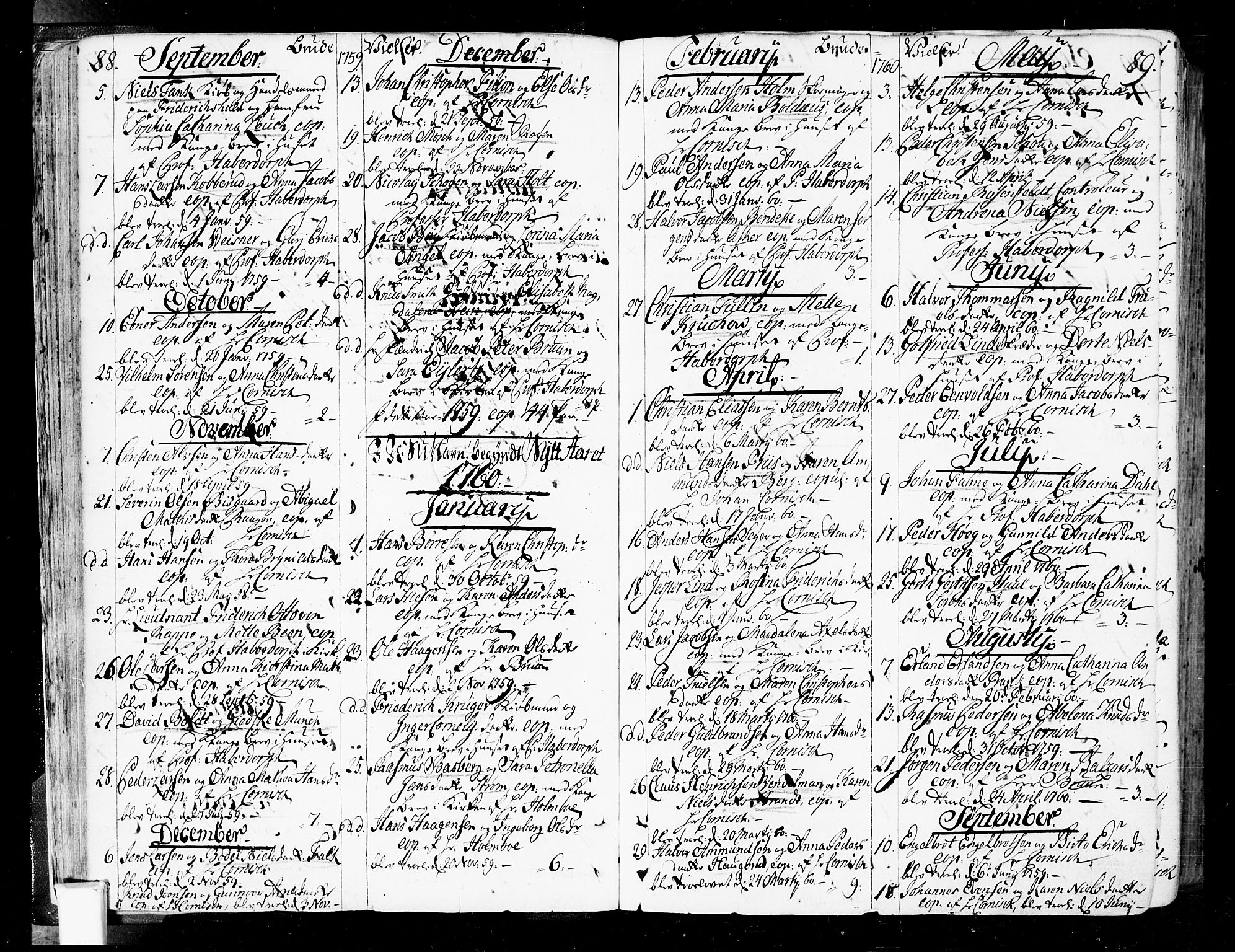 Oslo domkirke Kirkebøker, SAO/A-10752/F/Fa/L0004: Parish register (official) no. 4, 1743-1786, p. 88-89