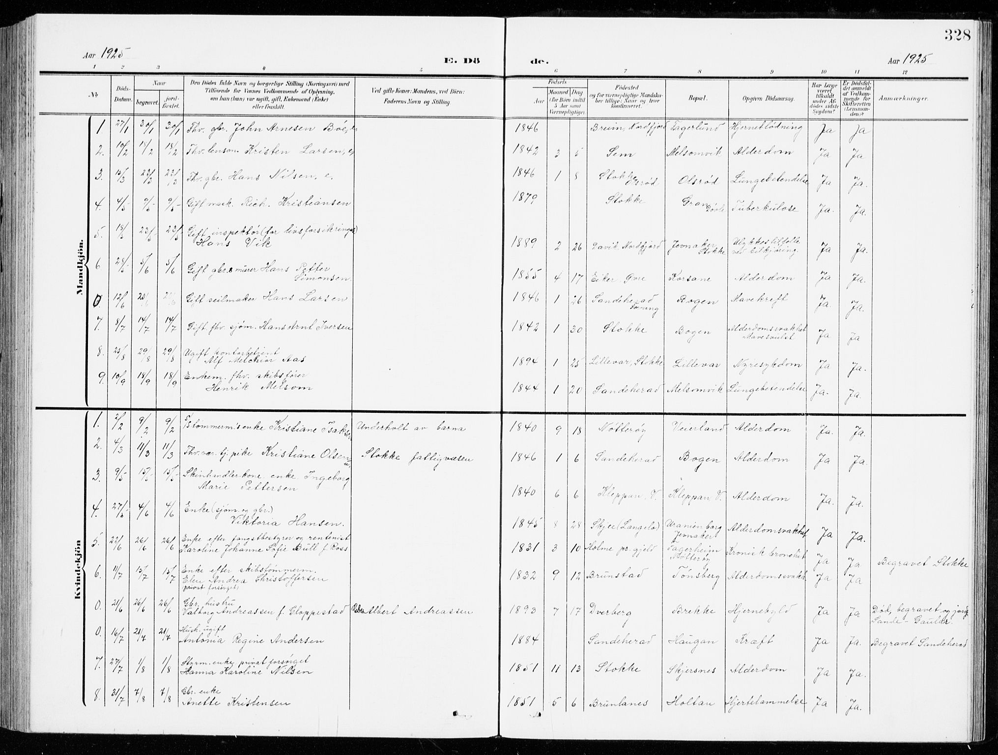 Stokke kirkebøker, AV/SAKO-A-320/G/Ga/L0001: Parish register (copy) no. I 1, 1904-1940, p. 328