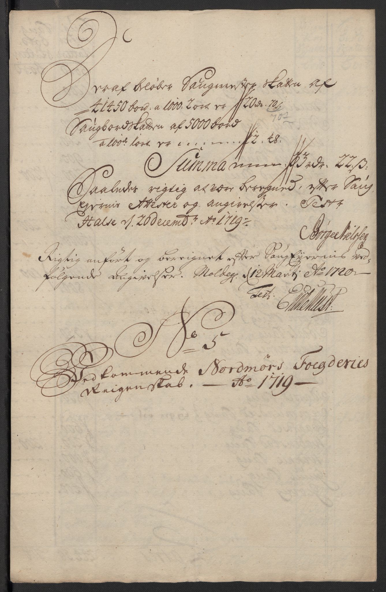 Rentekammeret inntil 1814, Reviderte regnskaper, Fogderegnskap, AV/RA-EA-4092/R56/L3752: Fogderegnskap Nordmøre, 1719, p. 109