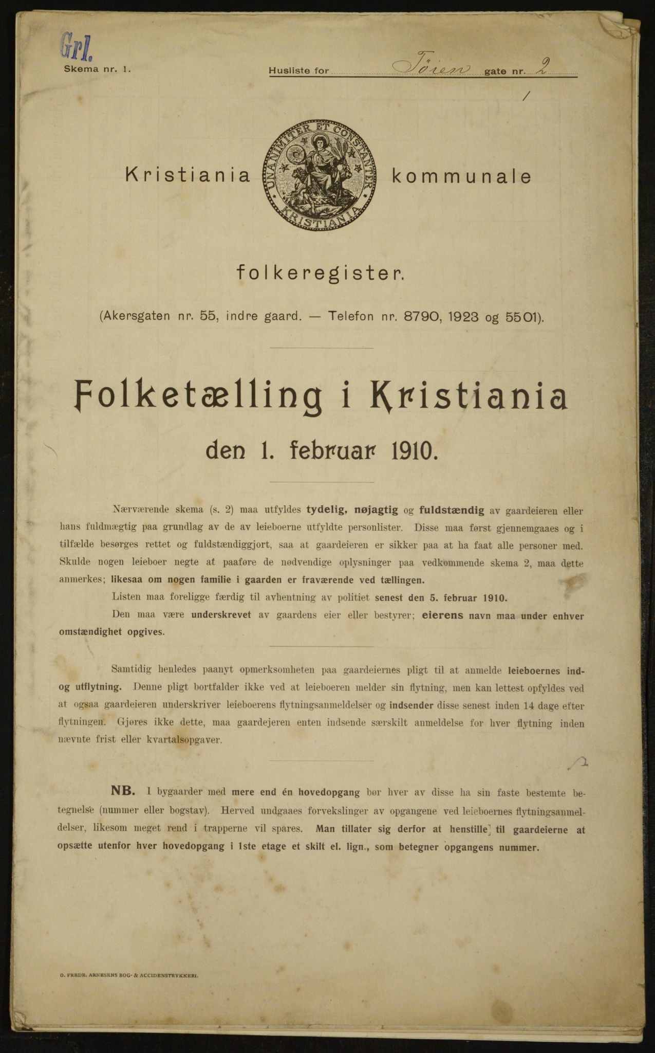 OBA, Municipal Census 1910 for Kristiania, 1910, p. 111508