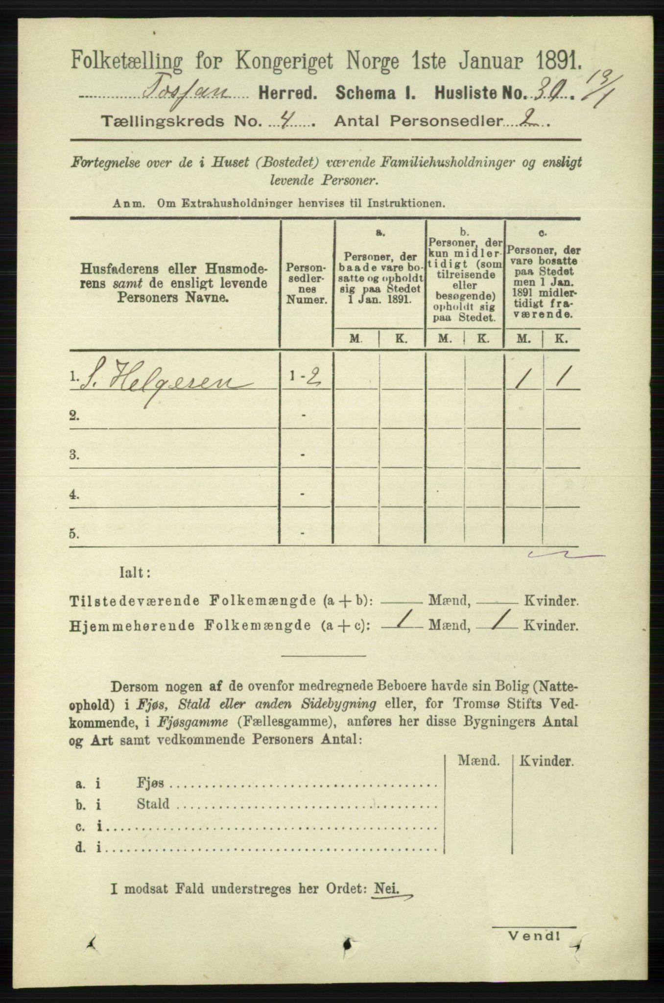 RA, 1891 census for 1129 Forsand, 1891, p. 525