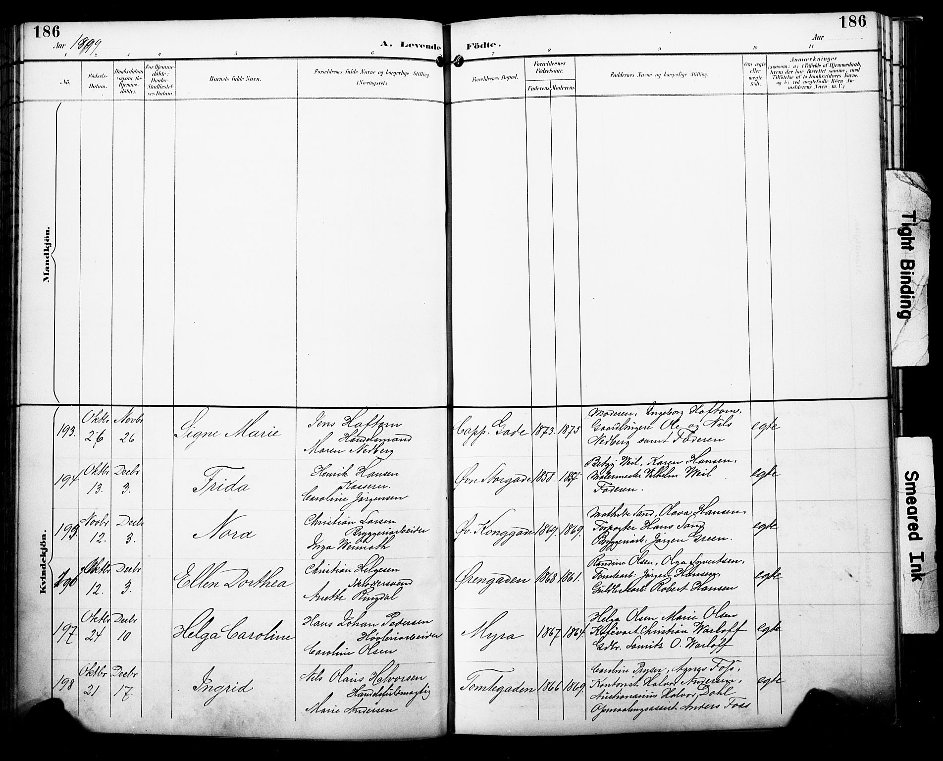 Bragernes kirkebøker, AV/SAKO-A-6/F/Fb/L0008: Parish register (official) no. II 8, 1894-1902, p. 186